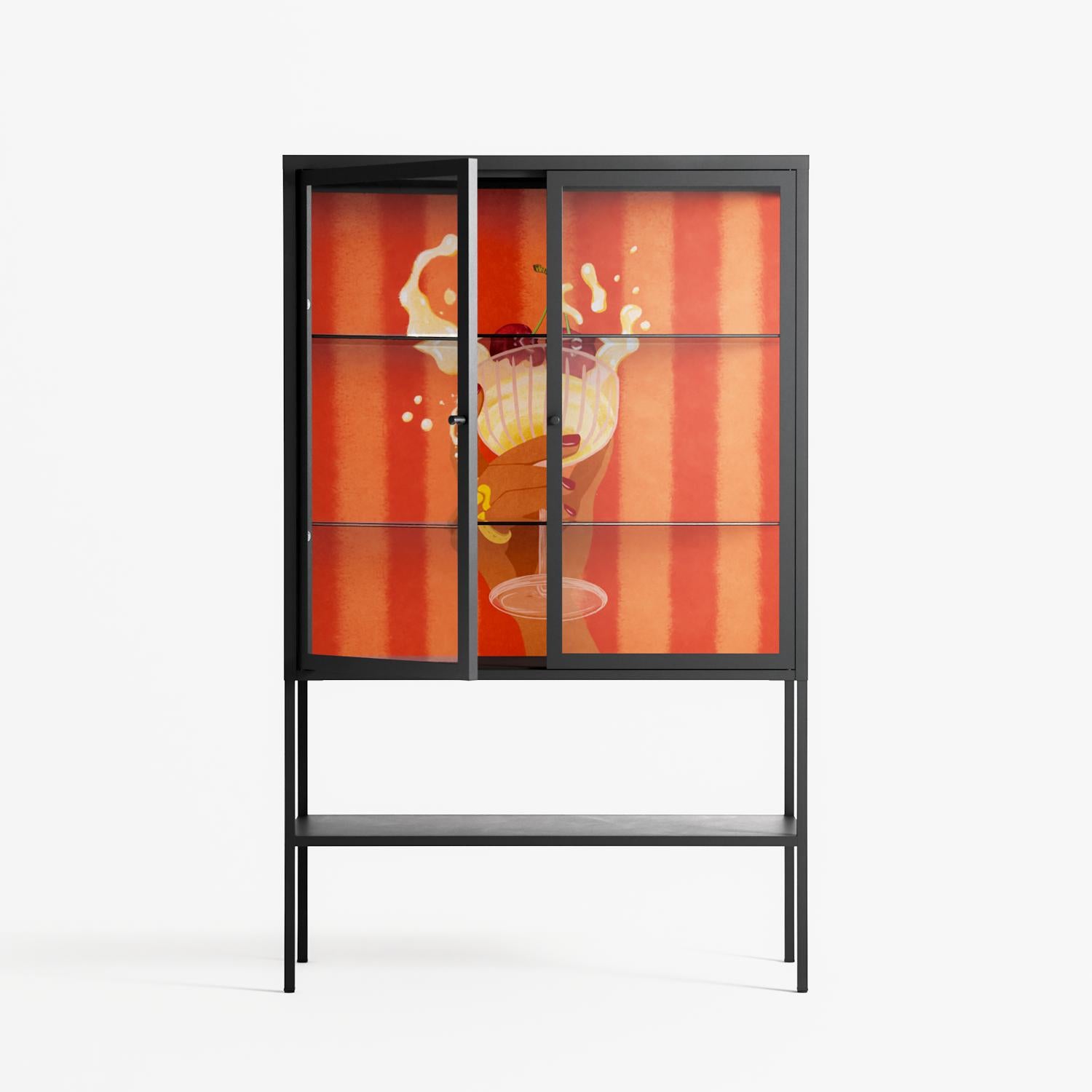 Drink And Cherries - Loft Cabinet - Raissa Oltmanns - Antracite - Clear glass
