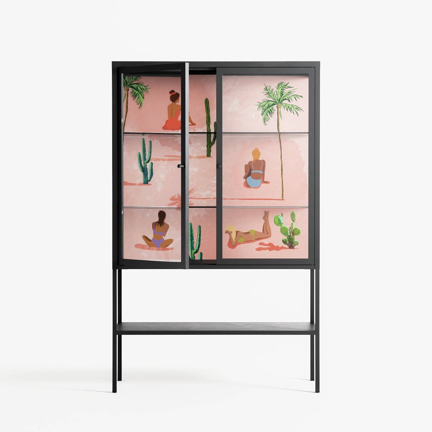 Woman at the Beach - Loft Cabinet - Raissa Oltmanns - Antracite - Clear glass
