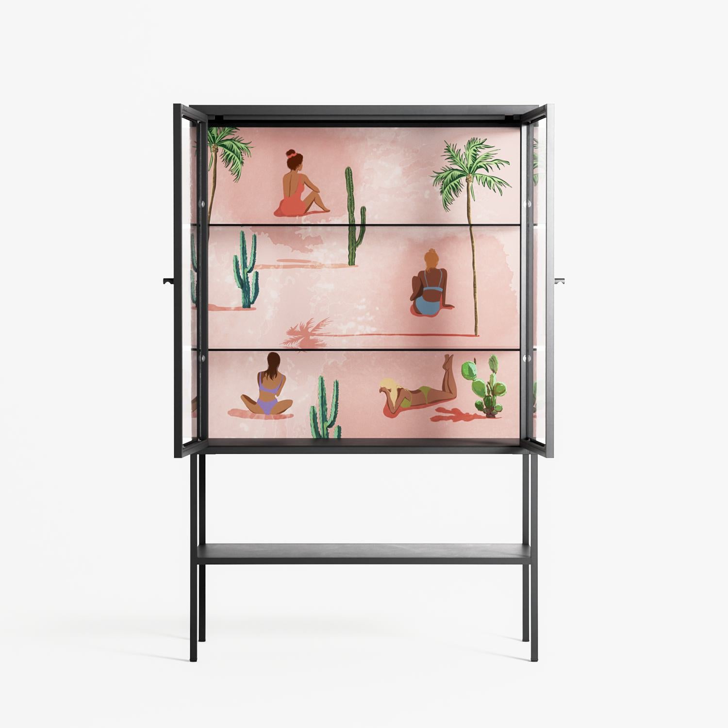 Woman at the Beach - Loft Cabinet - Raissa Oltmanns - Antracite - Clear glass
