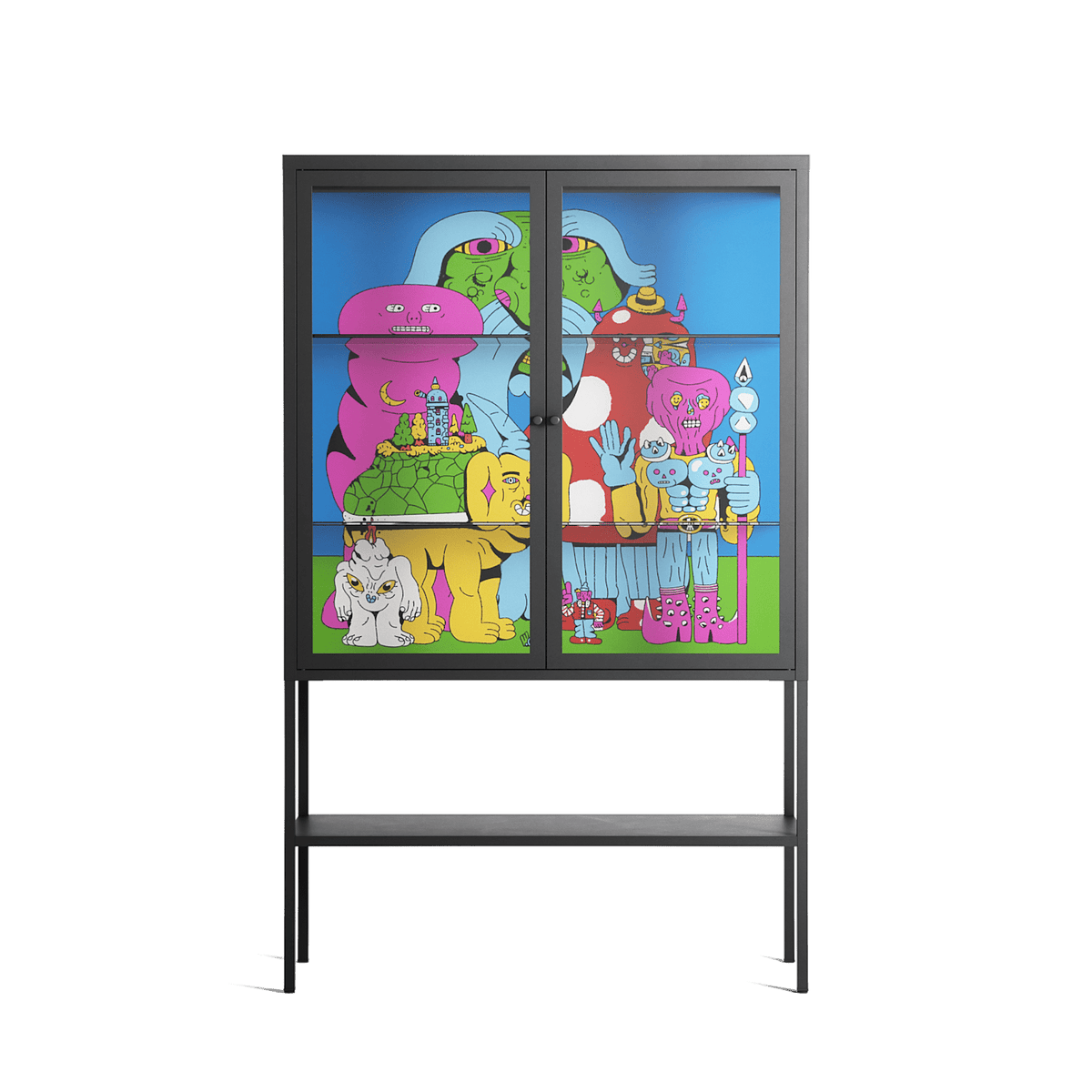 Funny Friends - Loft Cabinet - Cezar Berje - Antracite - Clear glass