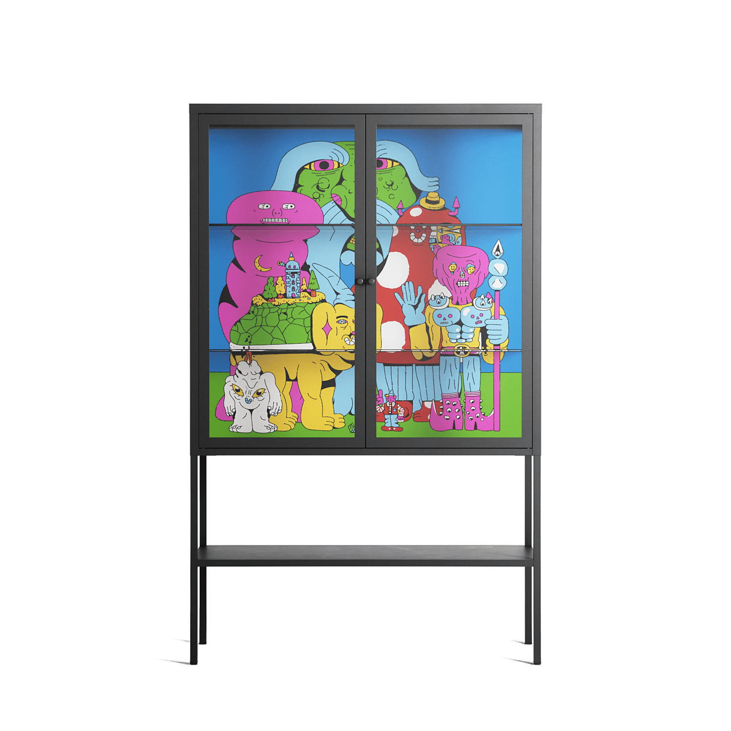 Funny Friends - Loft Cabinet - Cezar Berje - Antracite - Clear glass