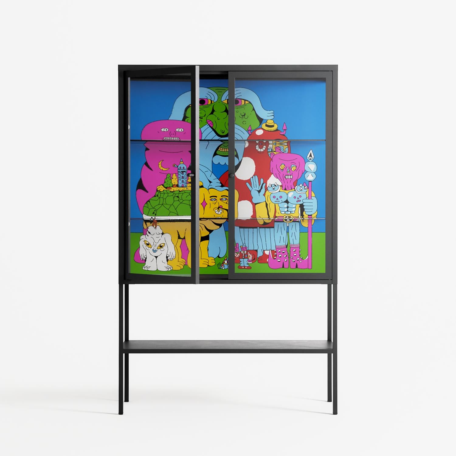 Funny Friends - Loft Cabinet - Cezar Berje - Antracite - Clear glass