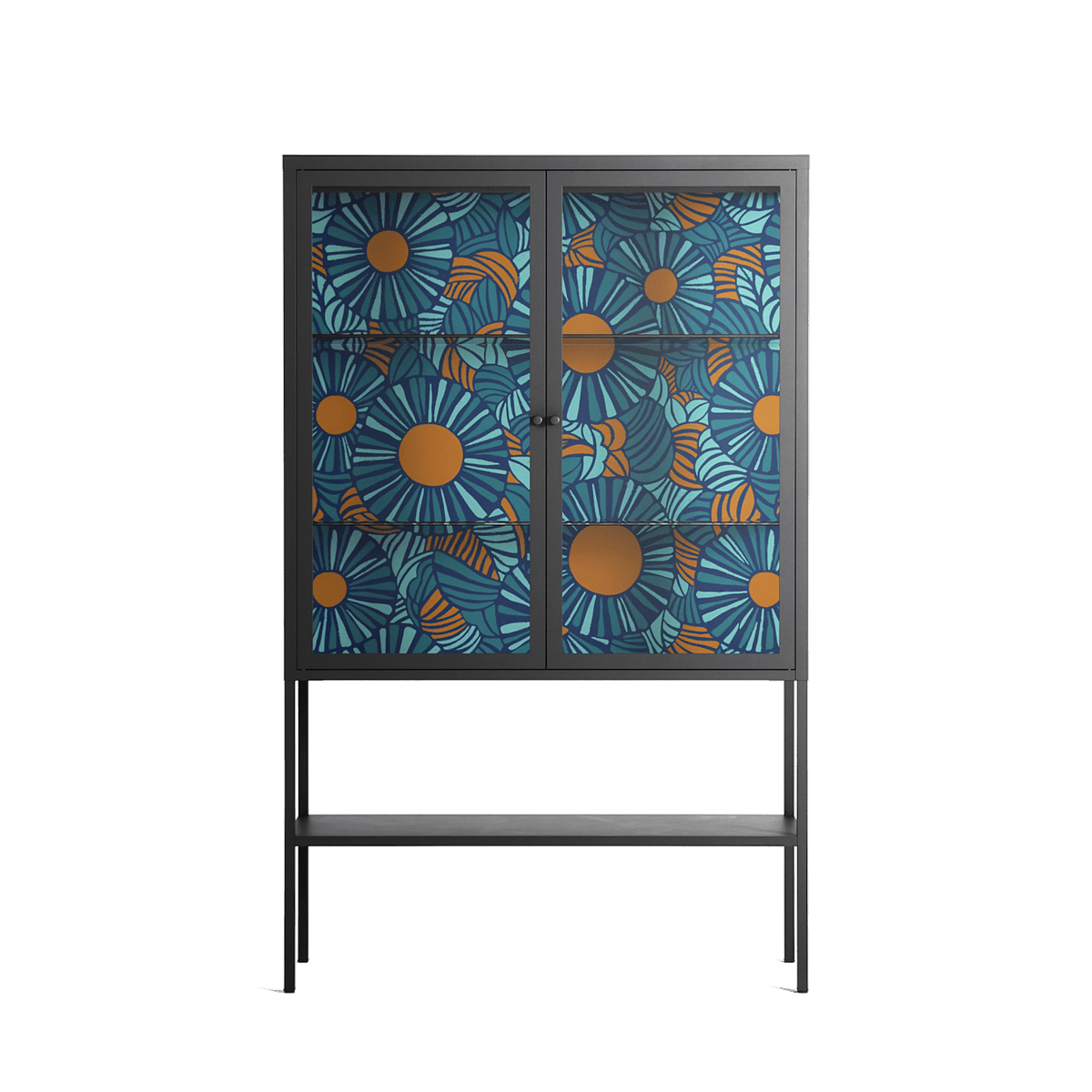 Bellis Bounty Blue - Loft Cabinet - Amy Suther - Antracite - Clear glass