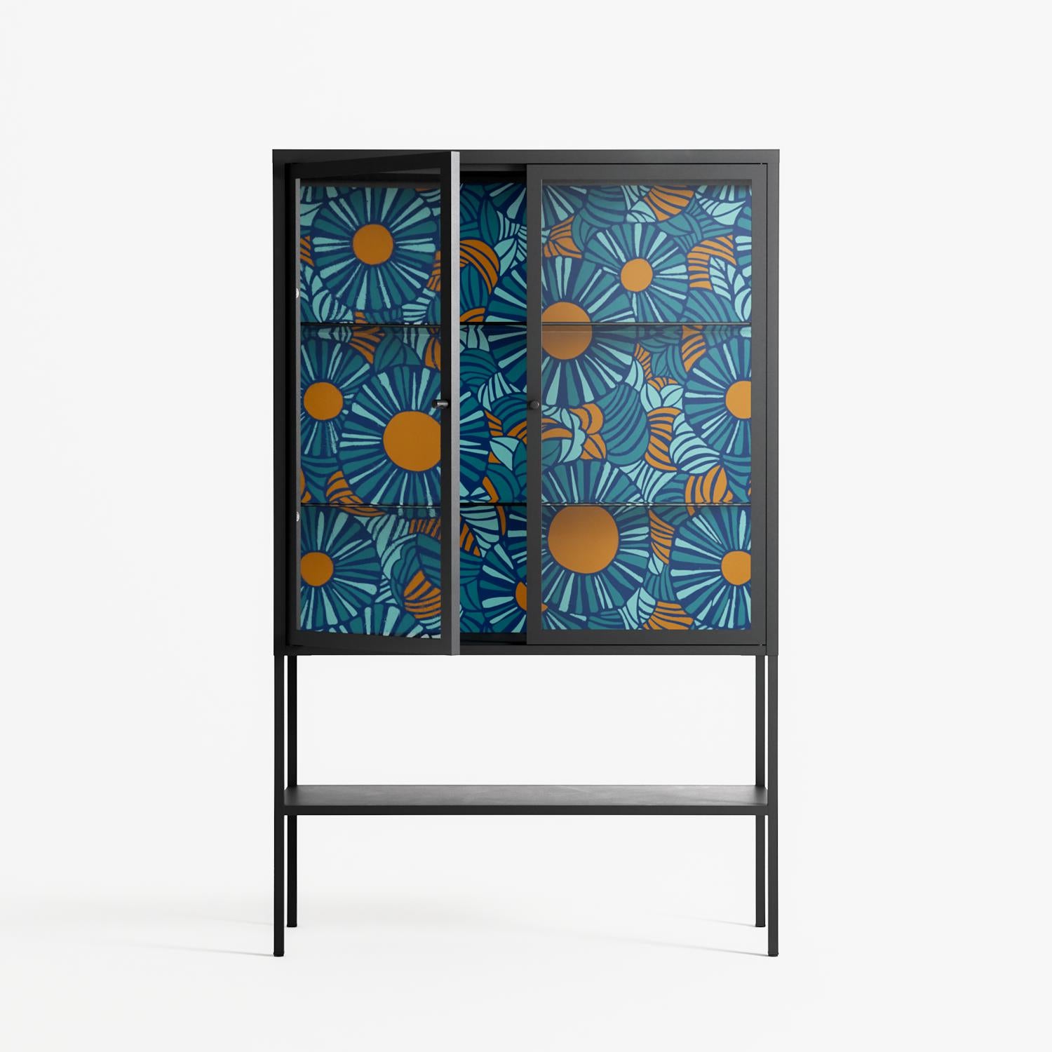Bellis Bounty Blue - Loft Cabinet - Amy Suther - Antracite - Clear glass