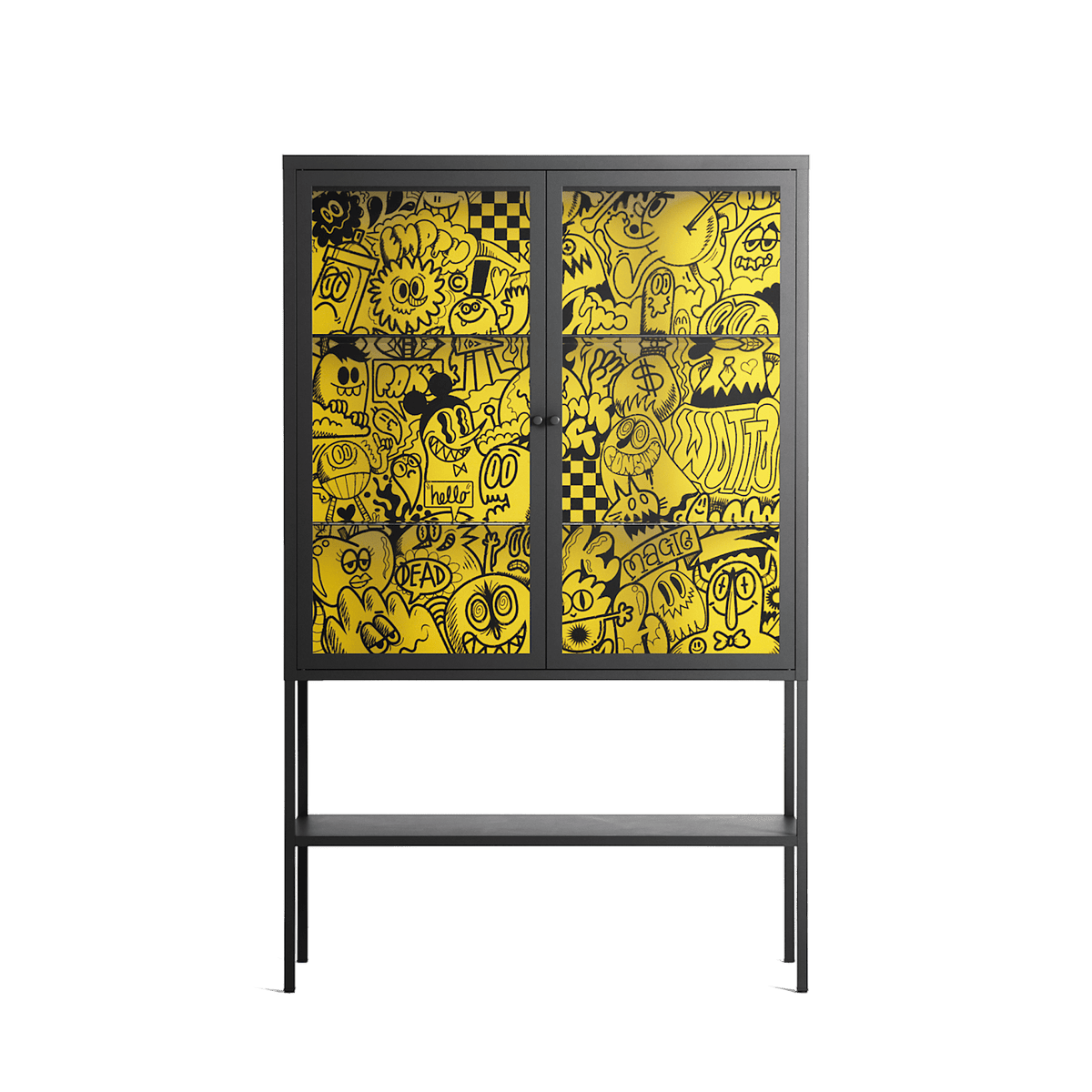 What a Mess - Loft Cabinet - Craig Watkins - Antracite - Clear glass