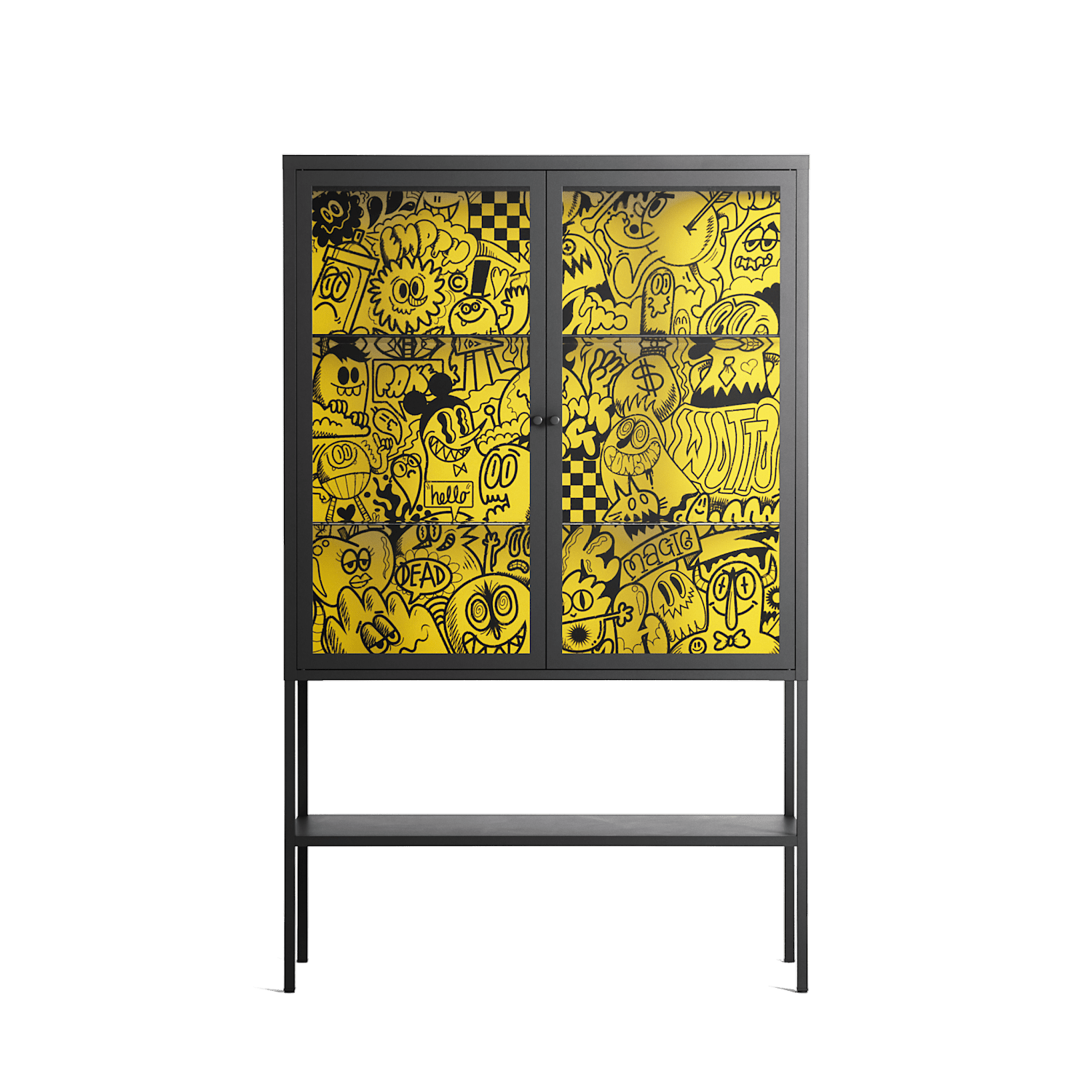 What a Mess - Loft Cabinet - Craig Watkins - Antracite - Clear glass