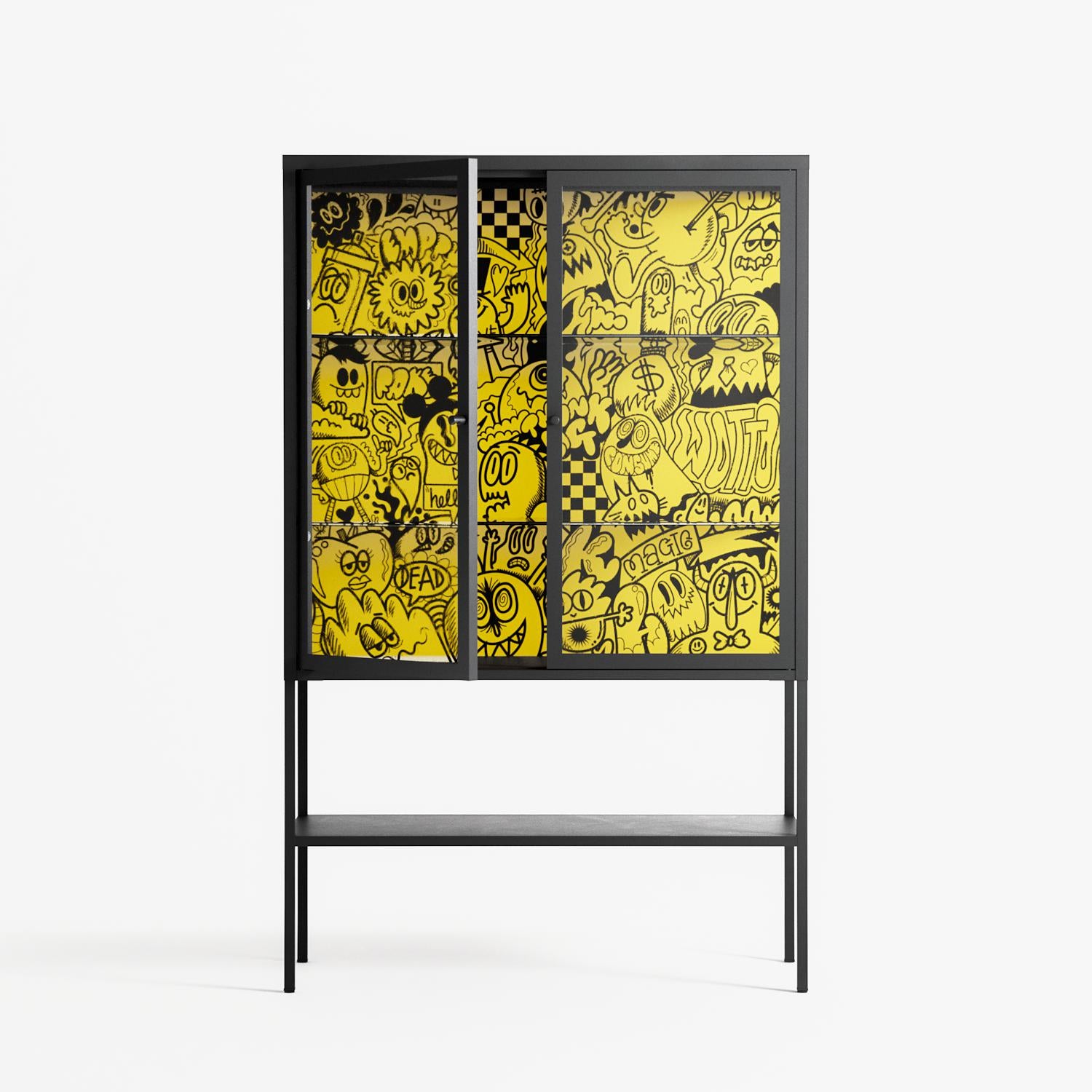 What a Mess - Loft Cabinet - Craig Watkins - Antracite - Clear glass