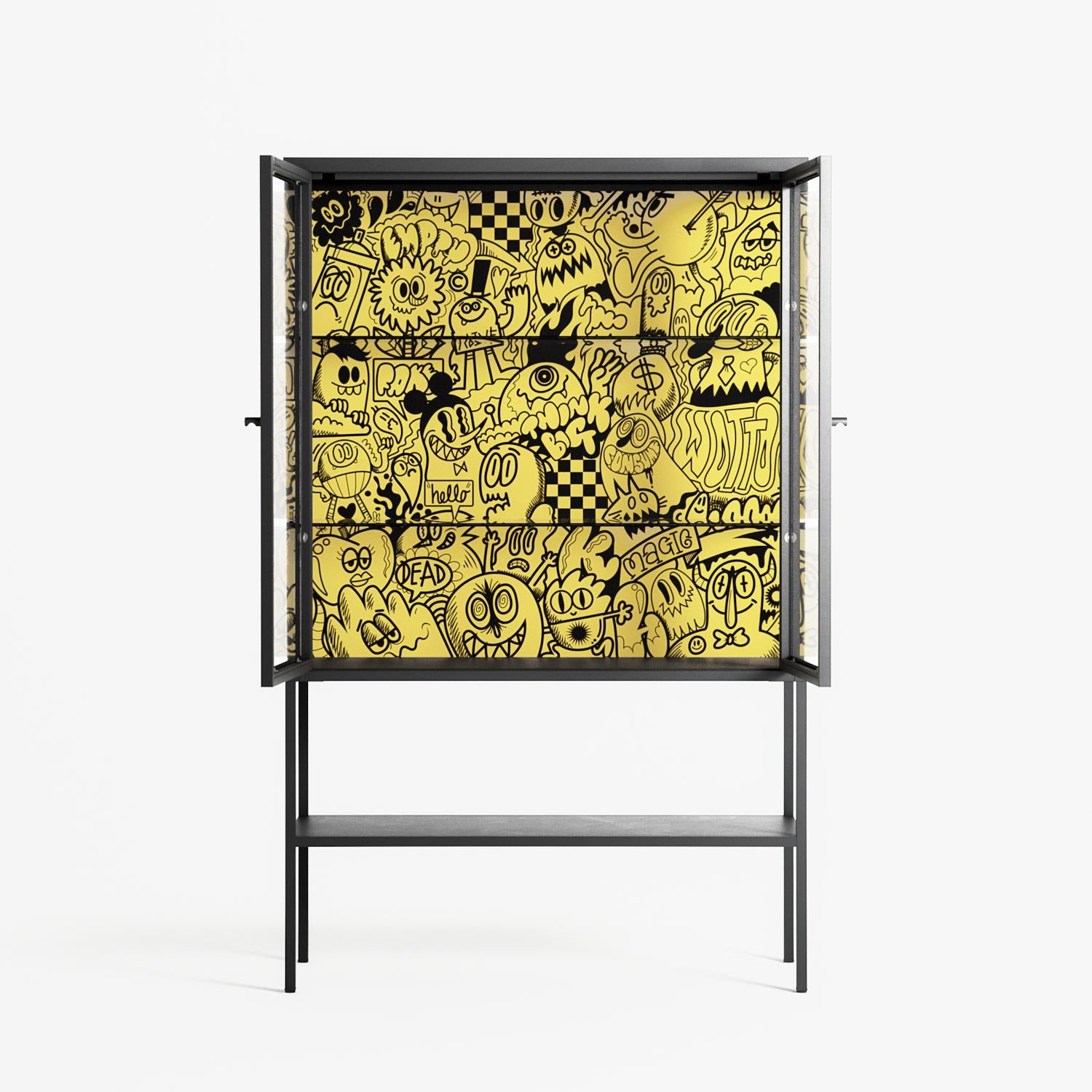What a Mess - Loft Cabinet - Craig Watkins - Antracite - Clear glass