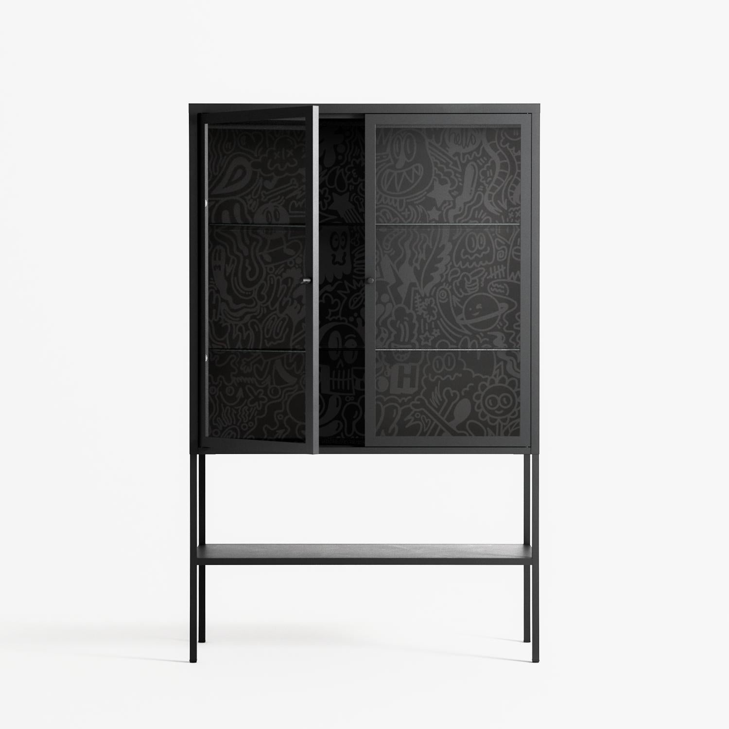 The Single Color - Loft Cabinet - Craig Watkins - Antracite - Clear glass