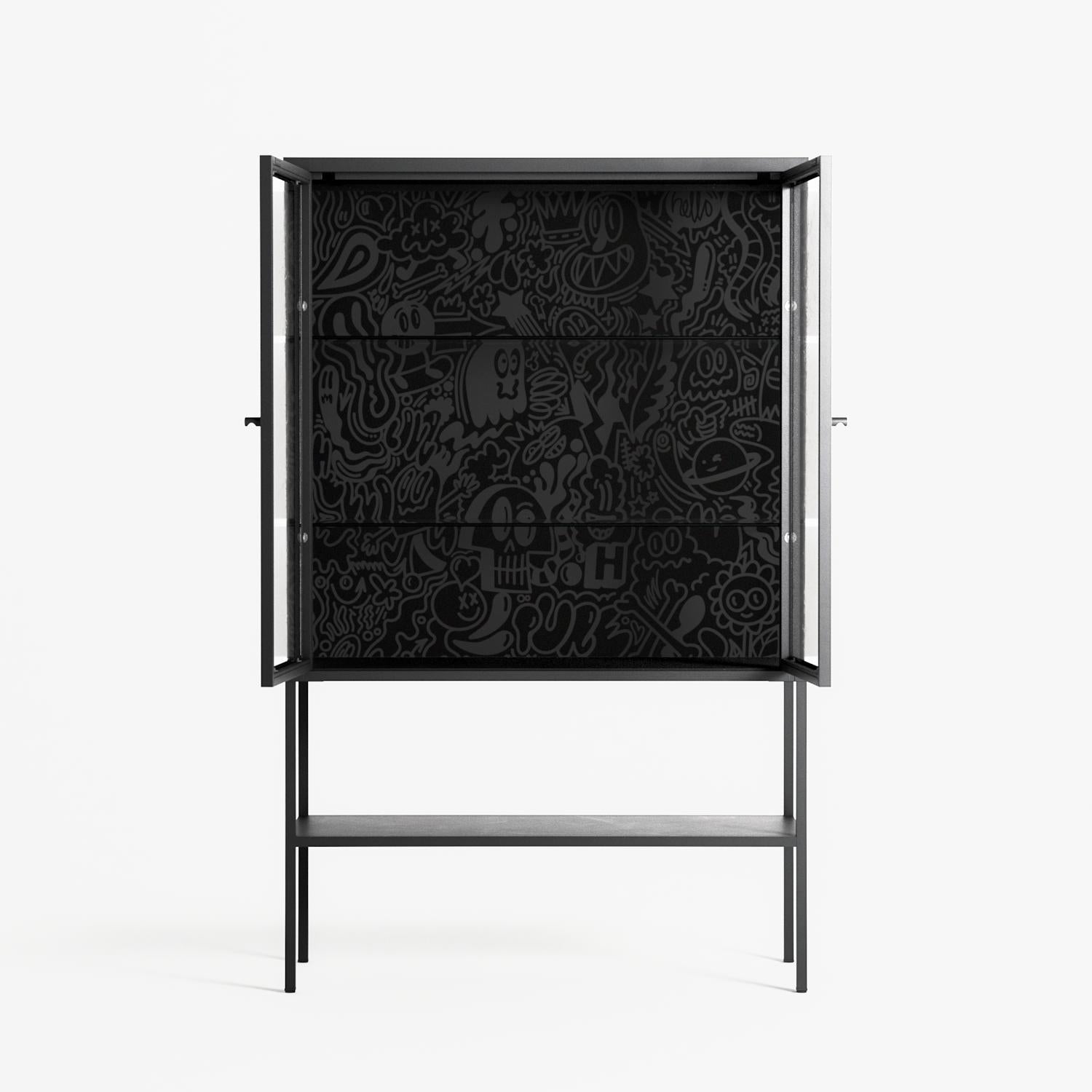The Single Color - Loft Cabinet - Craig Watkins - Antracite - Clear glass