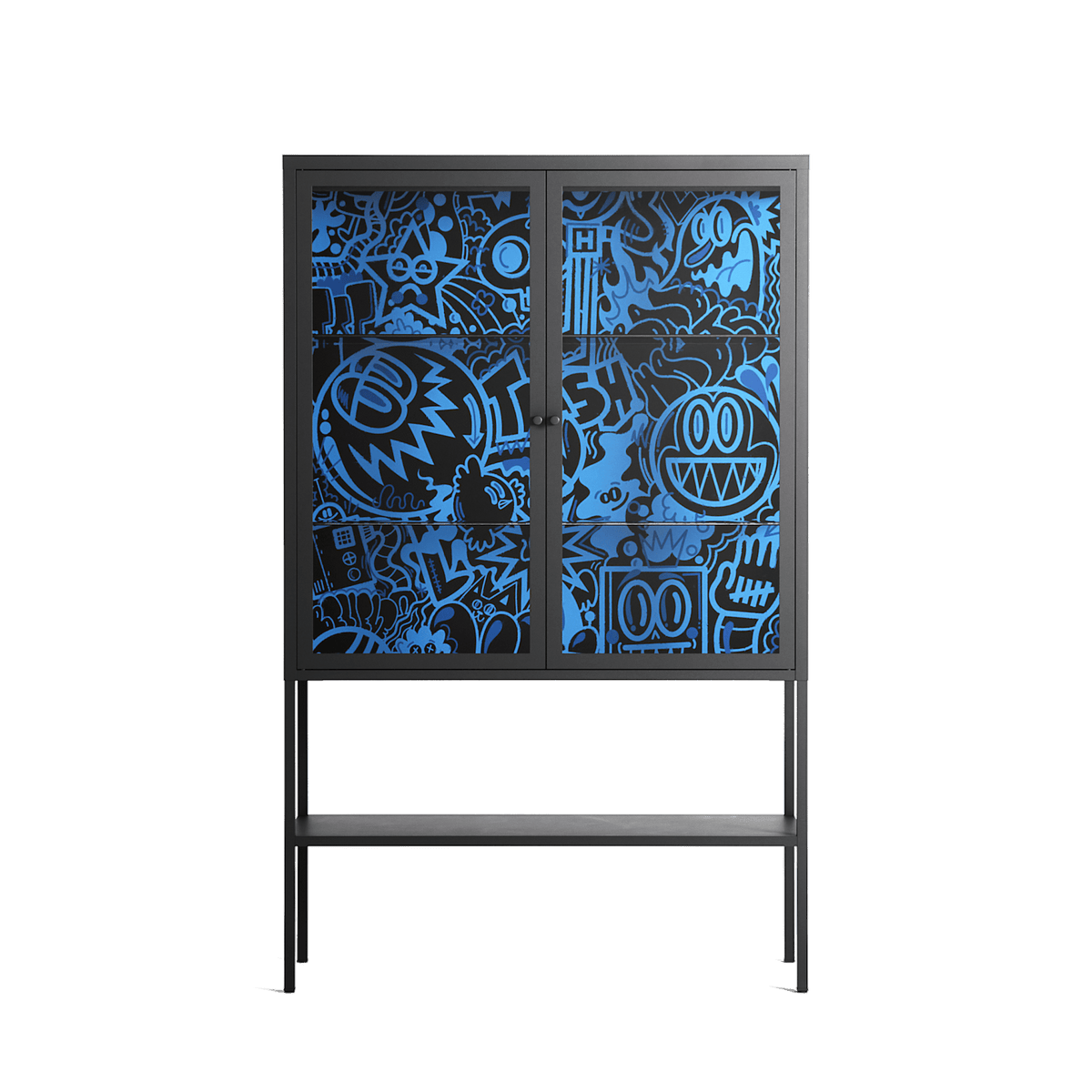 The Blue Line - Loft Cabinet - Craig Watkins - Antracite - Clear glass