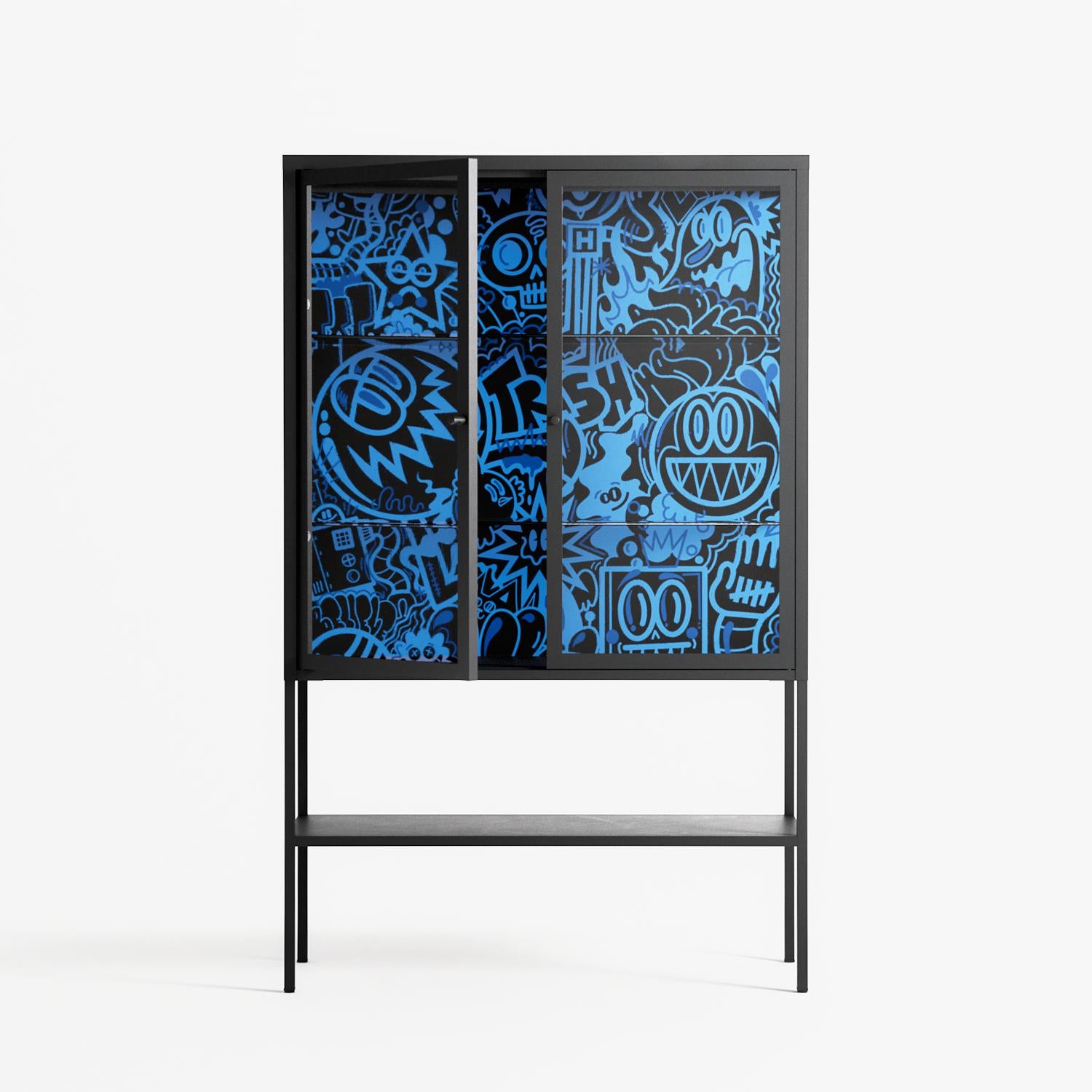 The Blue Line - Loft Cabinet - Craig Watkins - Antracite - Clear glass