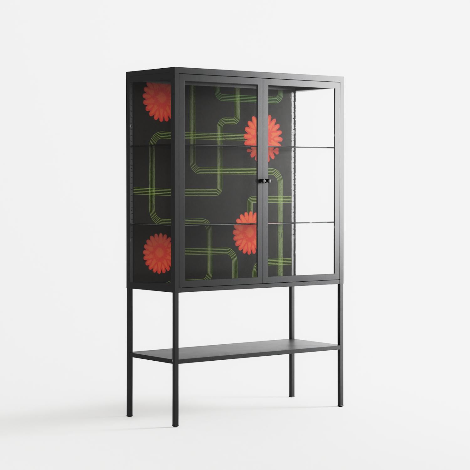 Floral Pipes - Loft Cabinet - Kristin Eriksson - Antracite - Clear glass