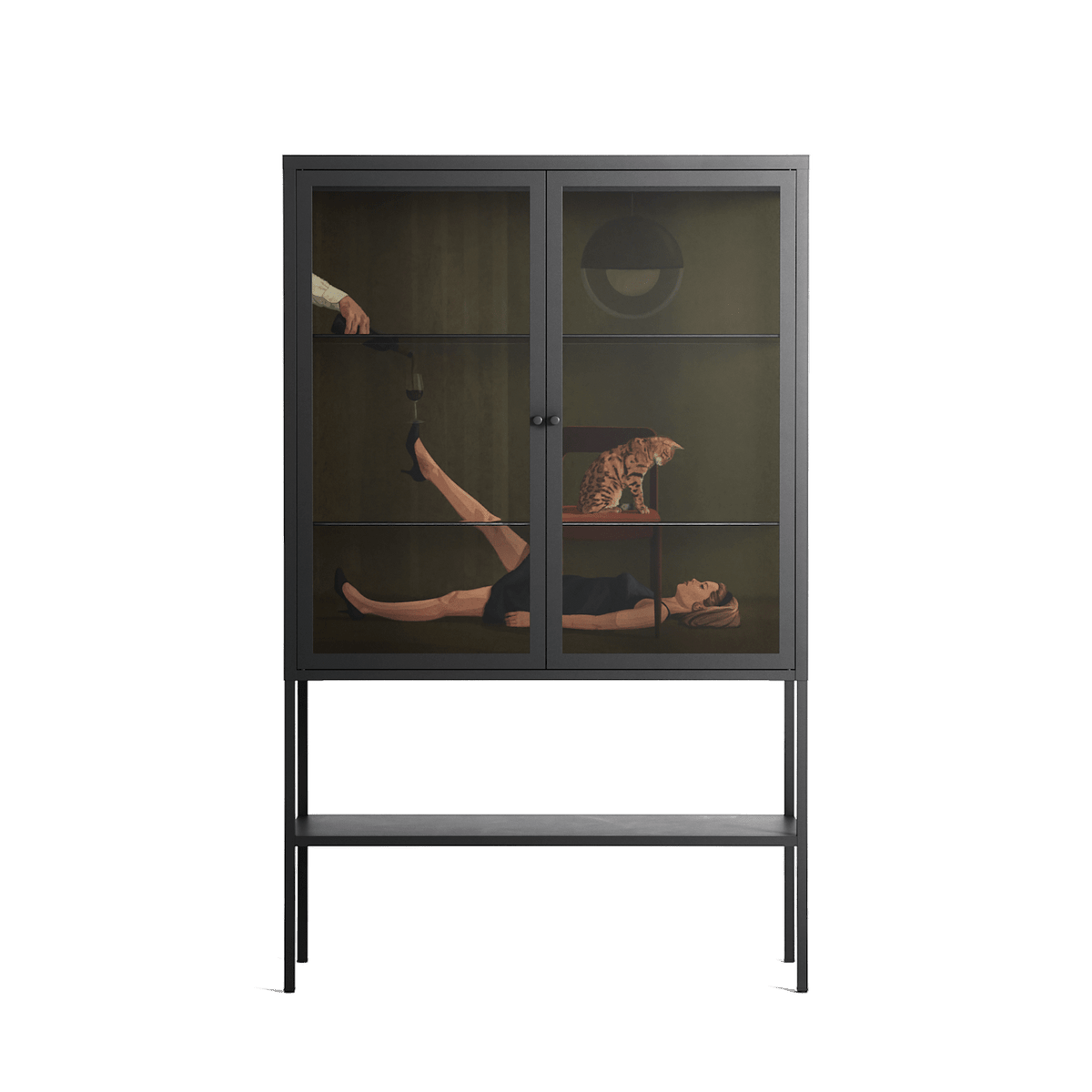Friday Night Rituals - Loft Cabinet - Kristin Eriksson - Antracite - Clear glass