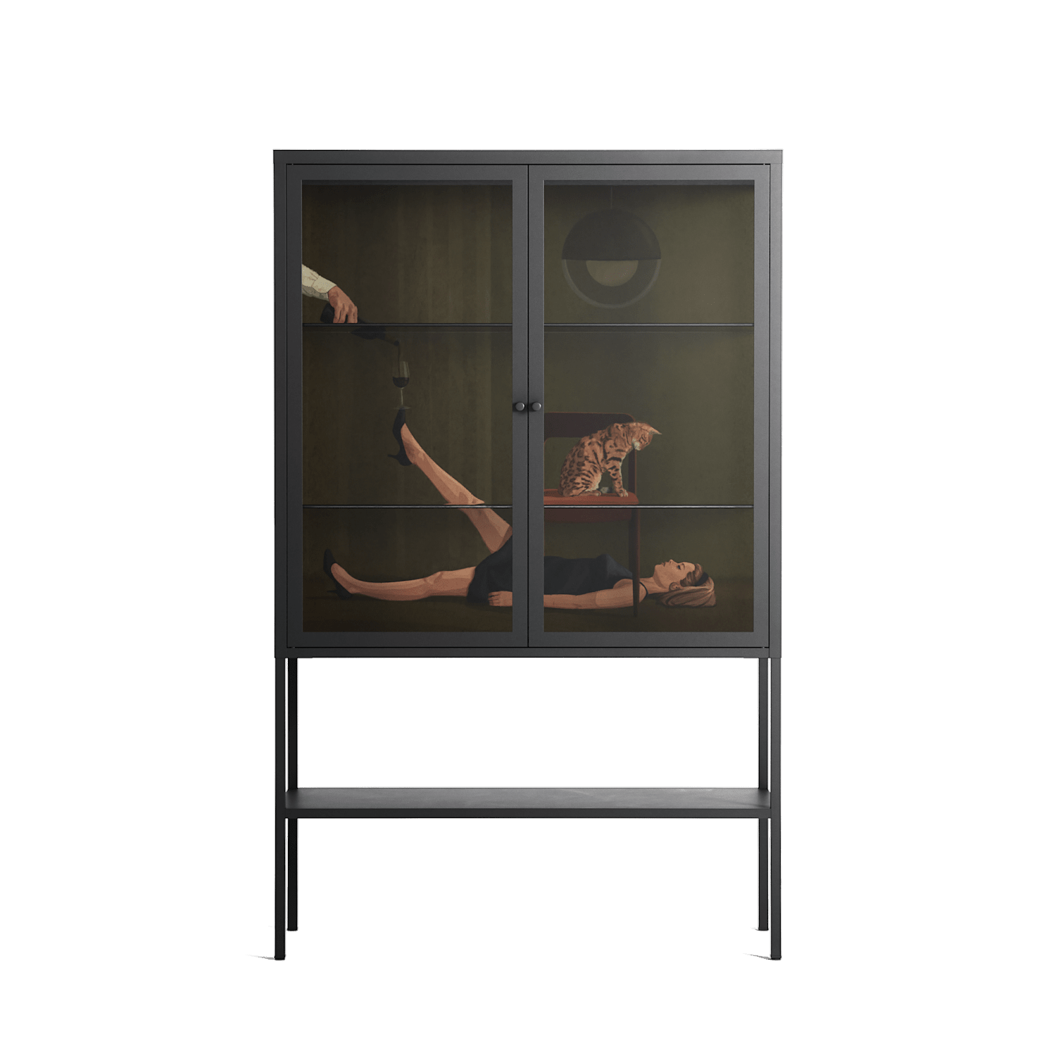 Friday Night Rituals - Loft Cabinet - Kristin Eriksson - Antracite - Clear glass