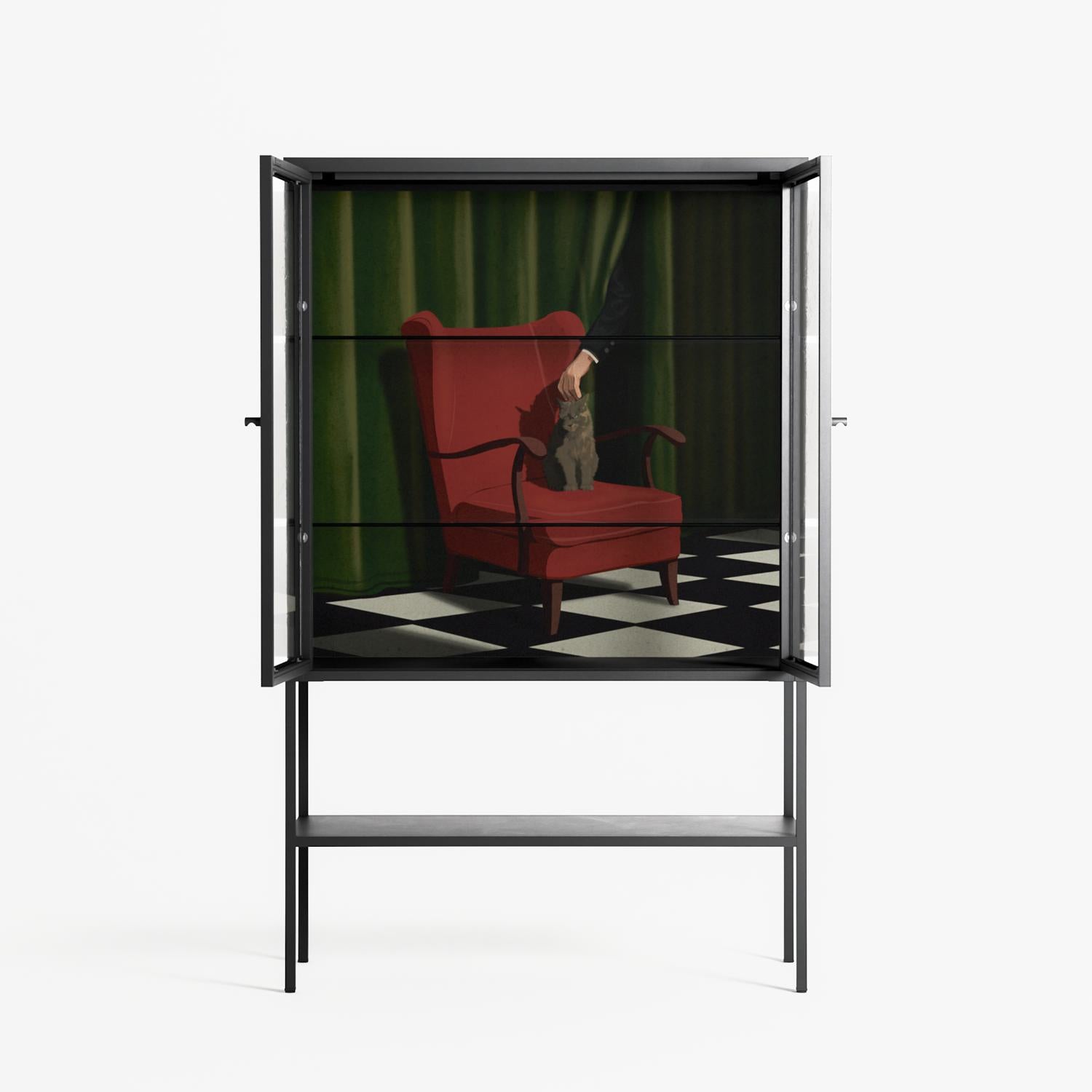 The Man Behind The Curtain - Loft Cabinet - Kristin Eriksson - Antracite - Clear glass