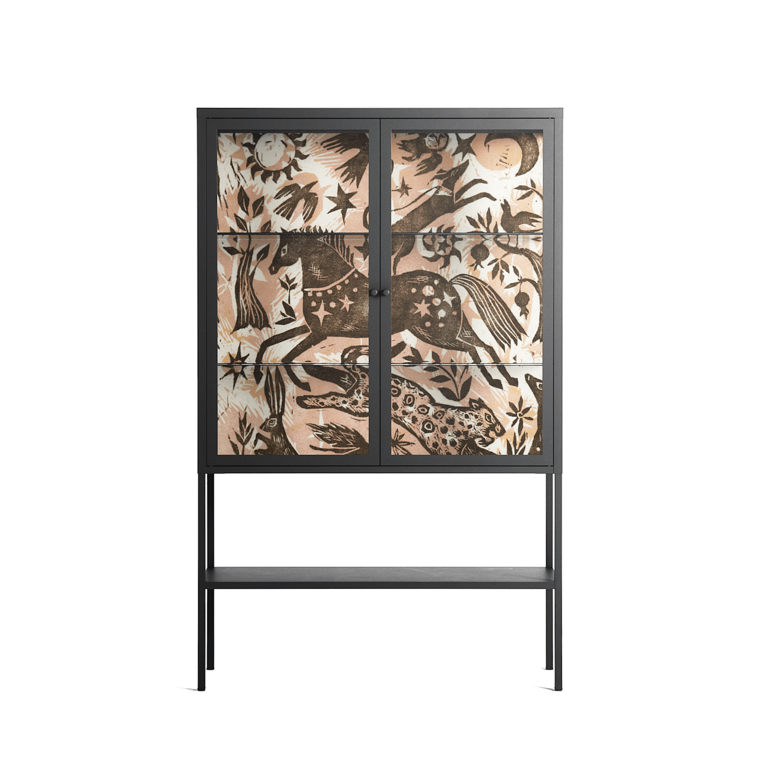 Delight Pink - Loft Cabinet - Diana Catchpole - Antracite - Clear glass