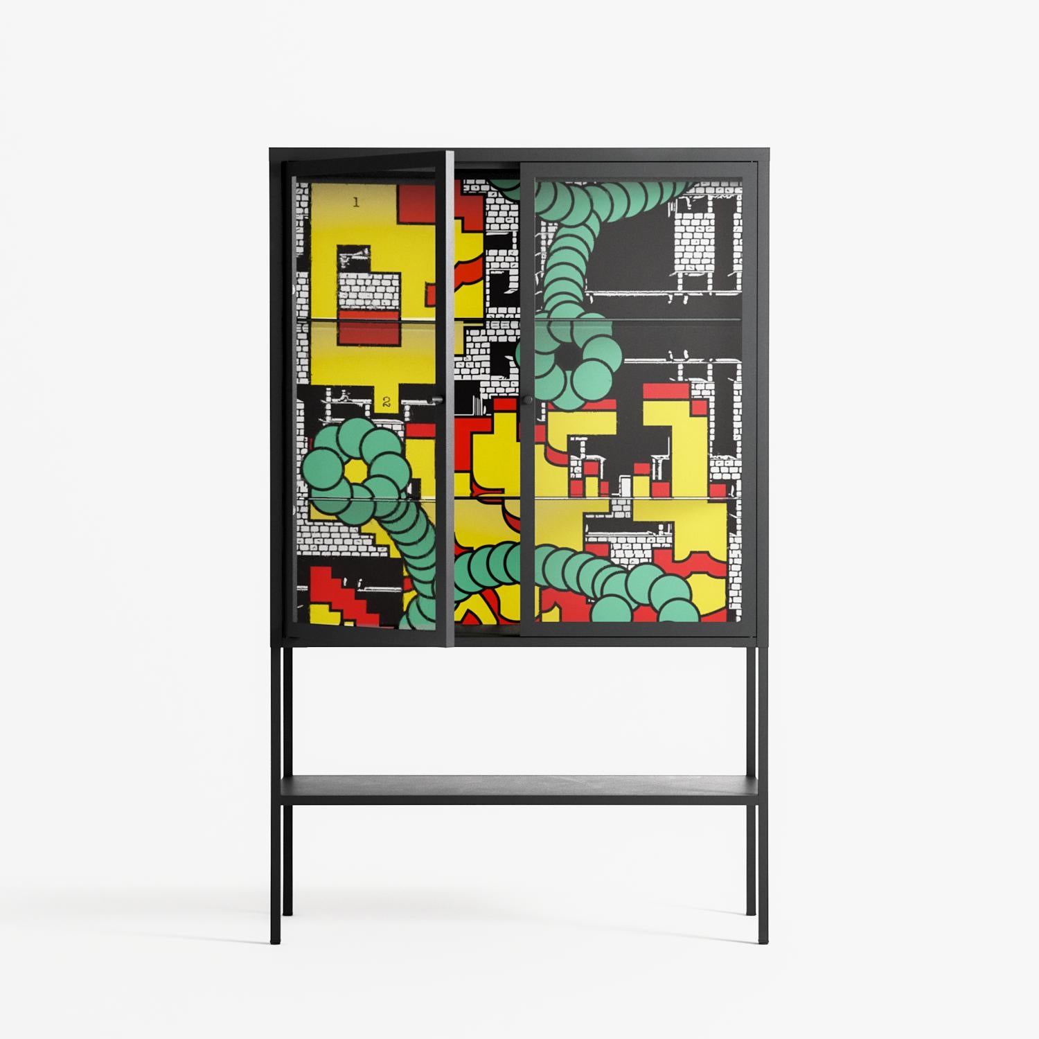 Maps - Loft Cabinet - Naia Escribano - Antracite - Clear glass