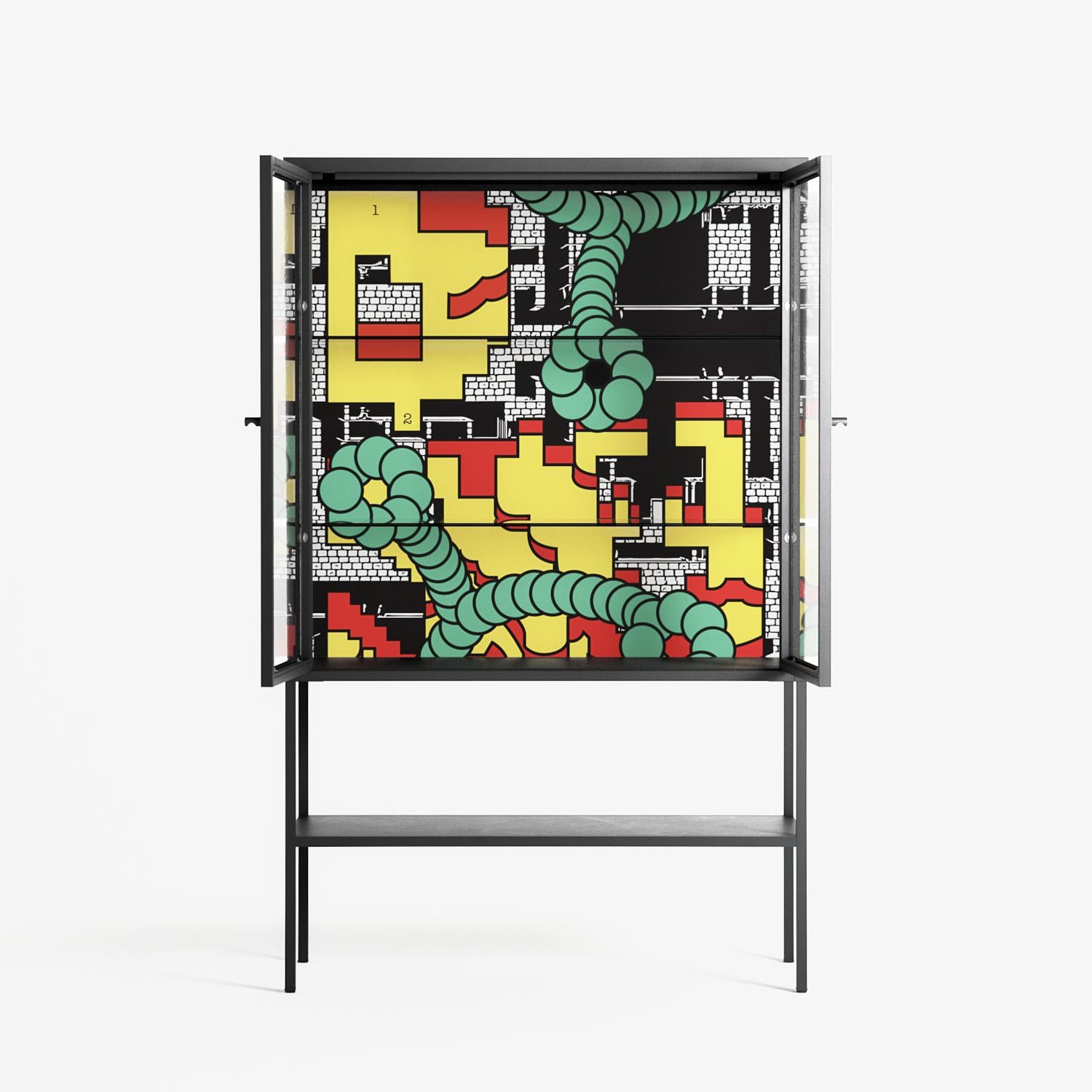 Maps - Loft Cabinet - Naia Escribano - Antracite - Clear glass