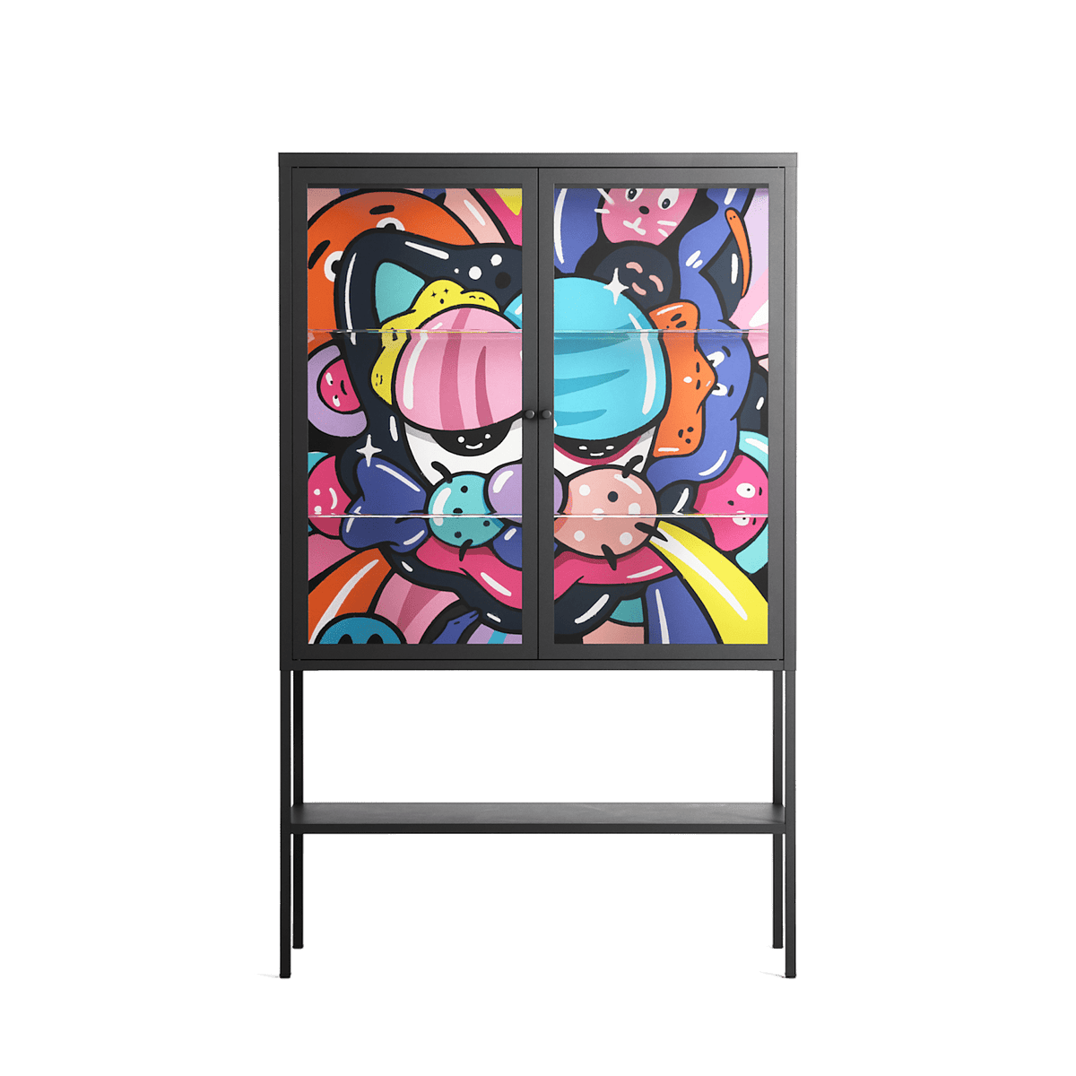Sansone - Loft Cabinet - Maddalena Fanfani - Antracite - Clear glass
