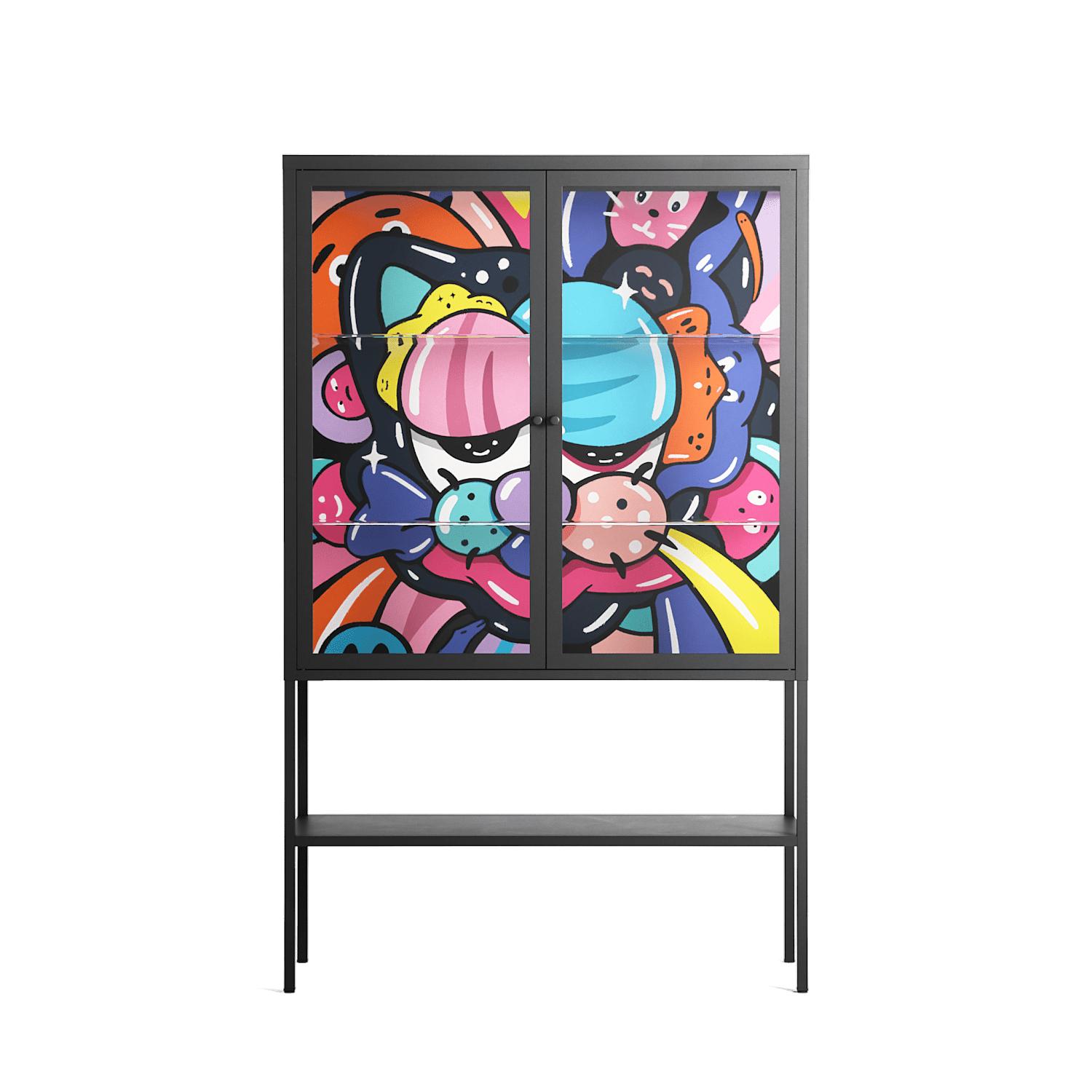 Sansone - Loft Cabinet - Maddalena Fanfani - Antracite - Clear glass