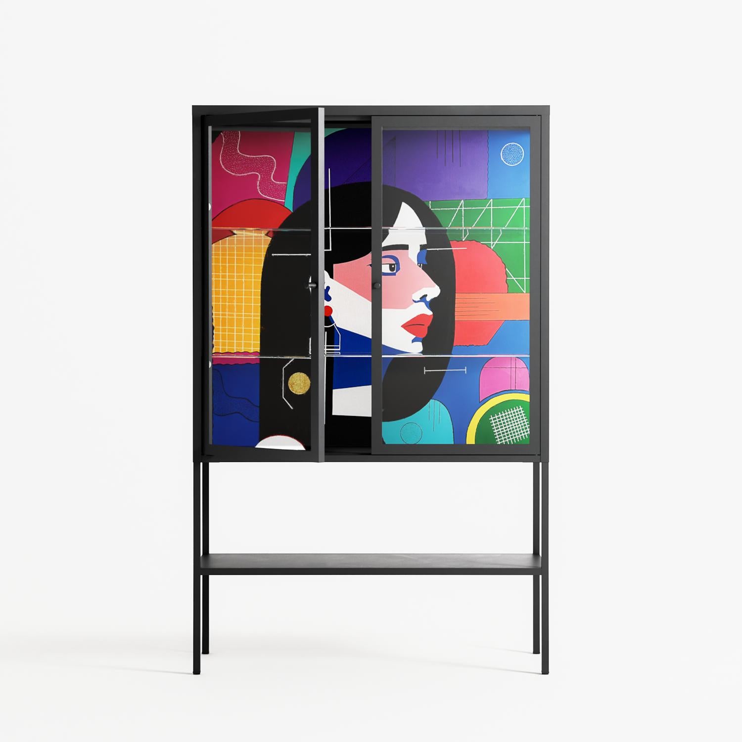 Chained To Perception - Loft Cabinet - Mathilda Kienast - Antracite - Clear glass