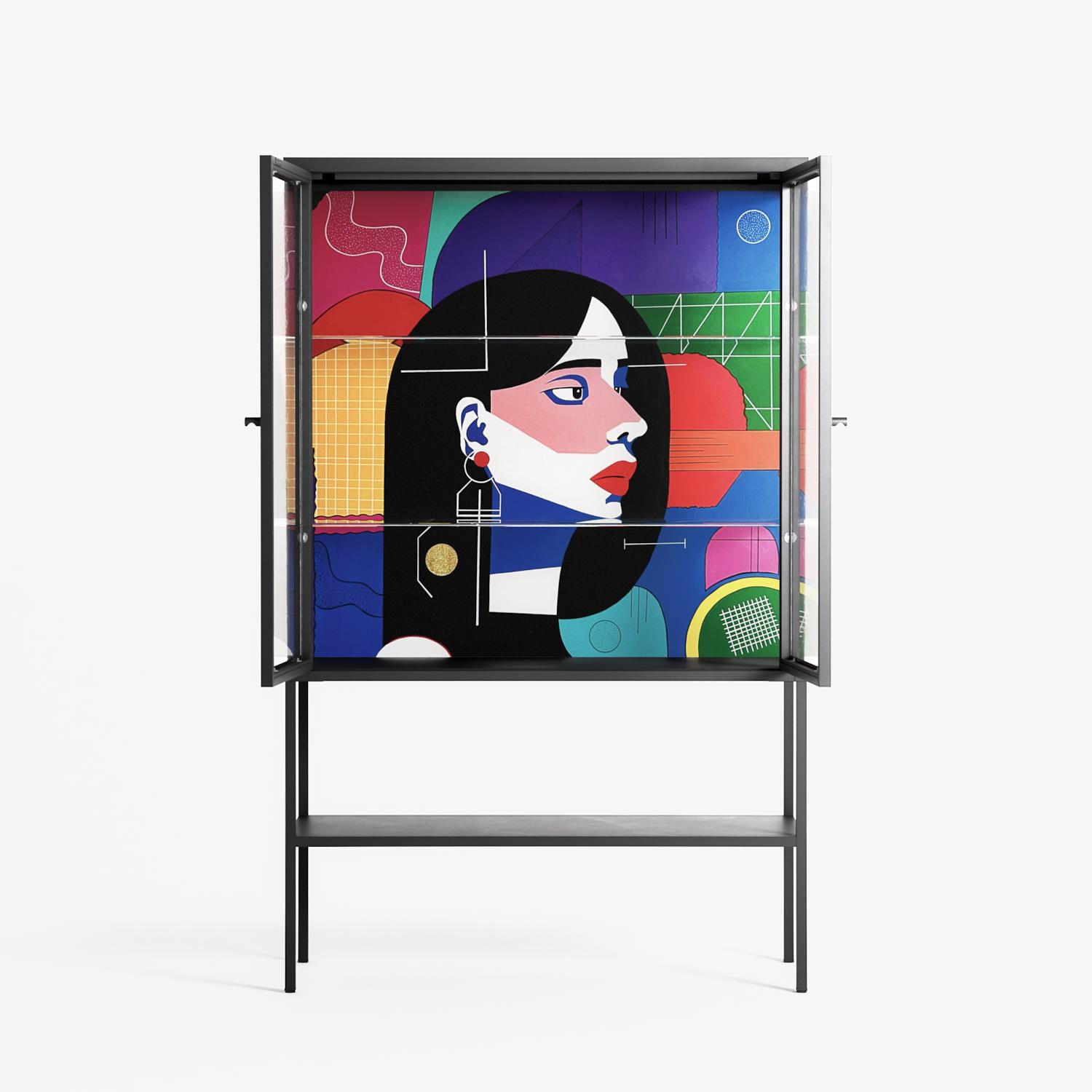 Chained To Perception - Loft Cabinet - Mathilda Kienast - Antracite - Clear glass