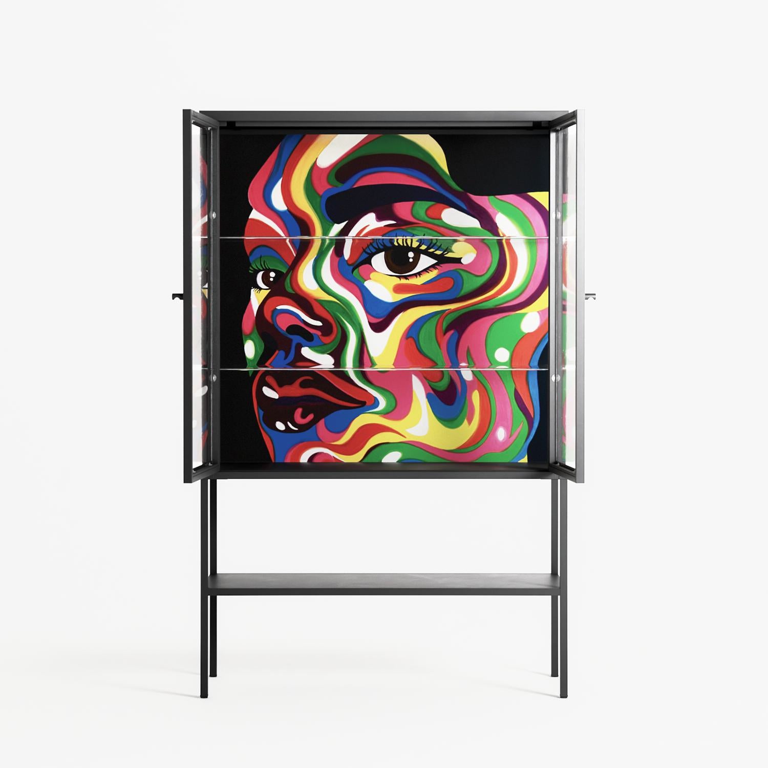 Orbiting Around Herself - Loft Cabinet - Mathilda Kienast - Antracite - Clear glass