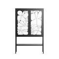 White Flowers - Loft Cabinet - Konrad Blaszczyk - Antracite - Overlay Glass