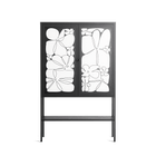 White Flowers - Loft Cabinet - Konrad Blaszczyk - Antracite - Overlay Glass