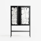 White Flowers - Loft Cabinet - Konrad Blaszczyk - Antracite - Overlay Glass