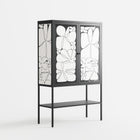 White Flowers - Loft Cabinet - Konrad Blaszczyk - Antracite - Overlay Glass