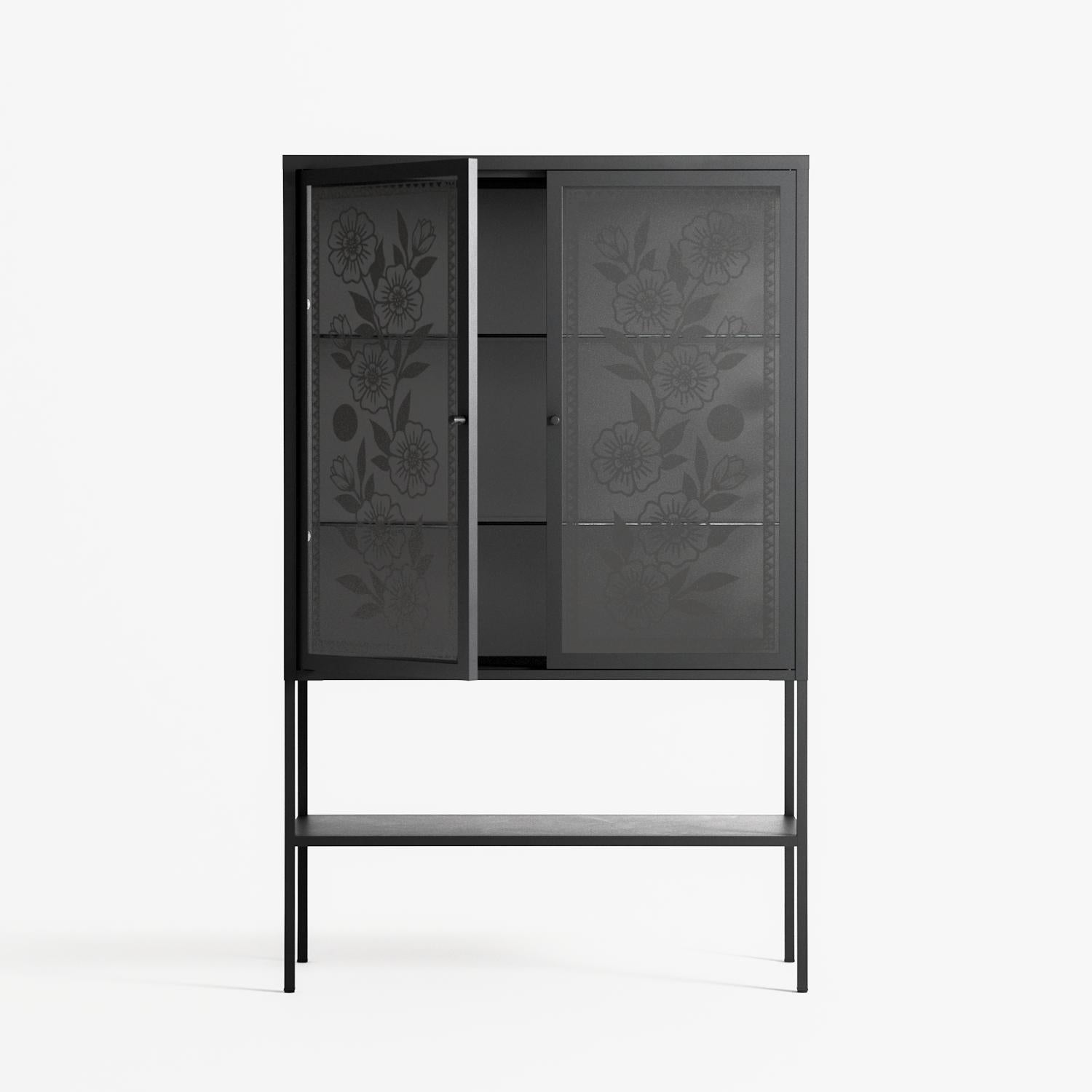 Barbed Bloom - Loft Cabinet - Daphna Sebbane - Antracite - Overlay Glass