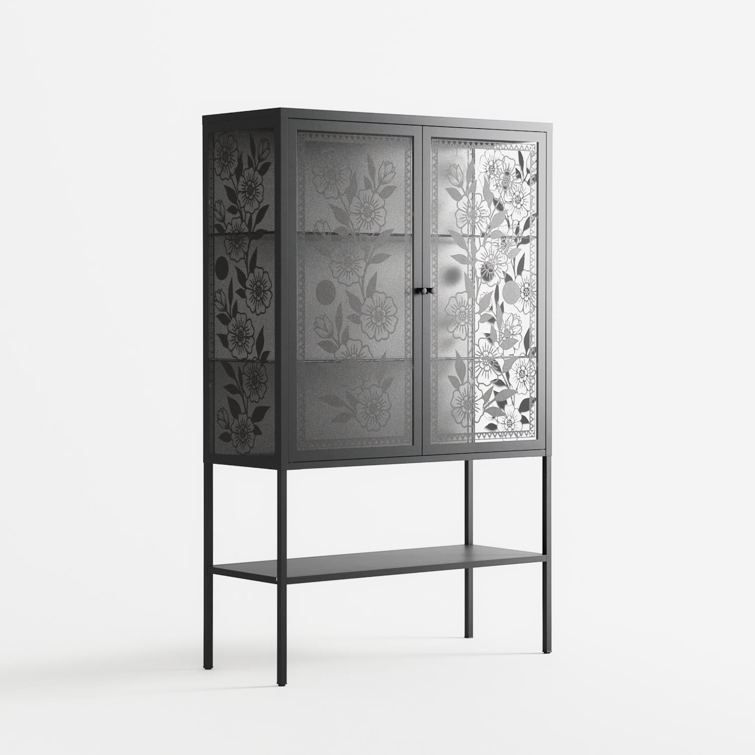 Barbed Bloom - Loft Cabinet - Daphna Sebbane - Antracite - Overlay Glass