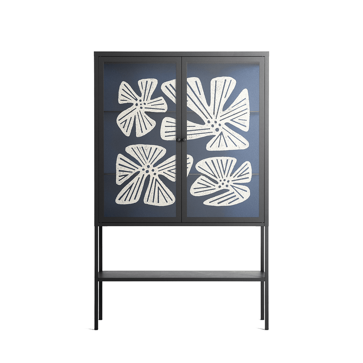 Blue Flower - Loft Cabinet - Magdalena Marchocka - Antracite - Overlay Glass