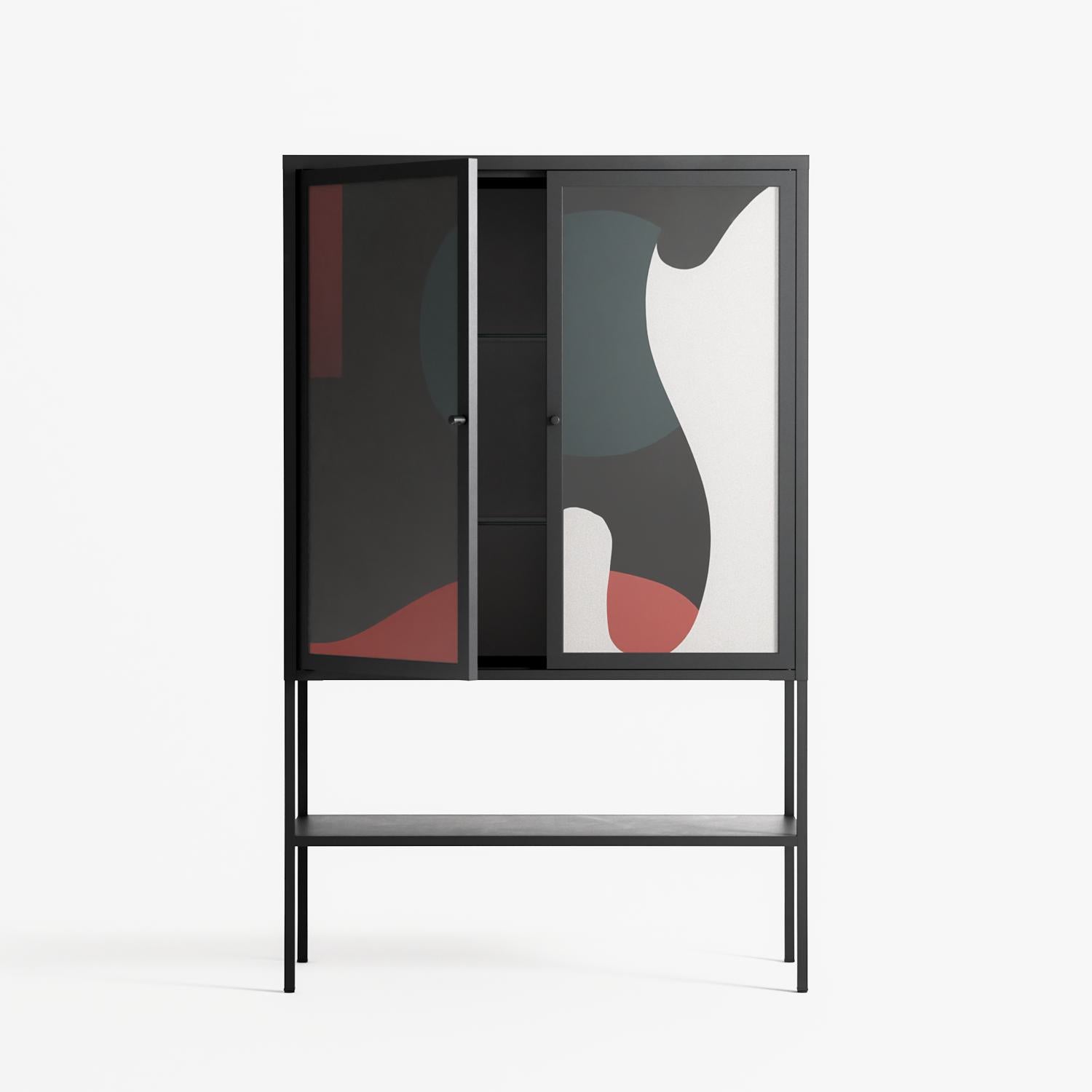 Plume - Loft Cabinet - Rikki Hewitt - Antracite - Overlay Glass