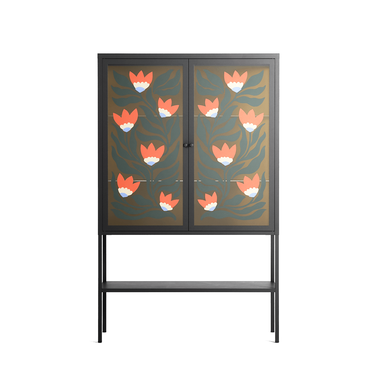 Blooming Folk Garden - Loft Cabinet - Sandra Hutter - Antracite - Overlay Glass