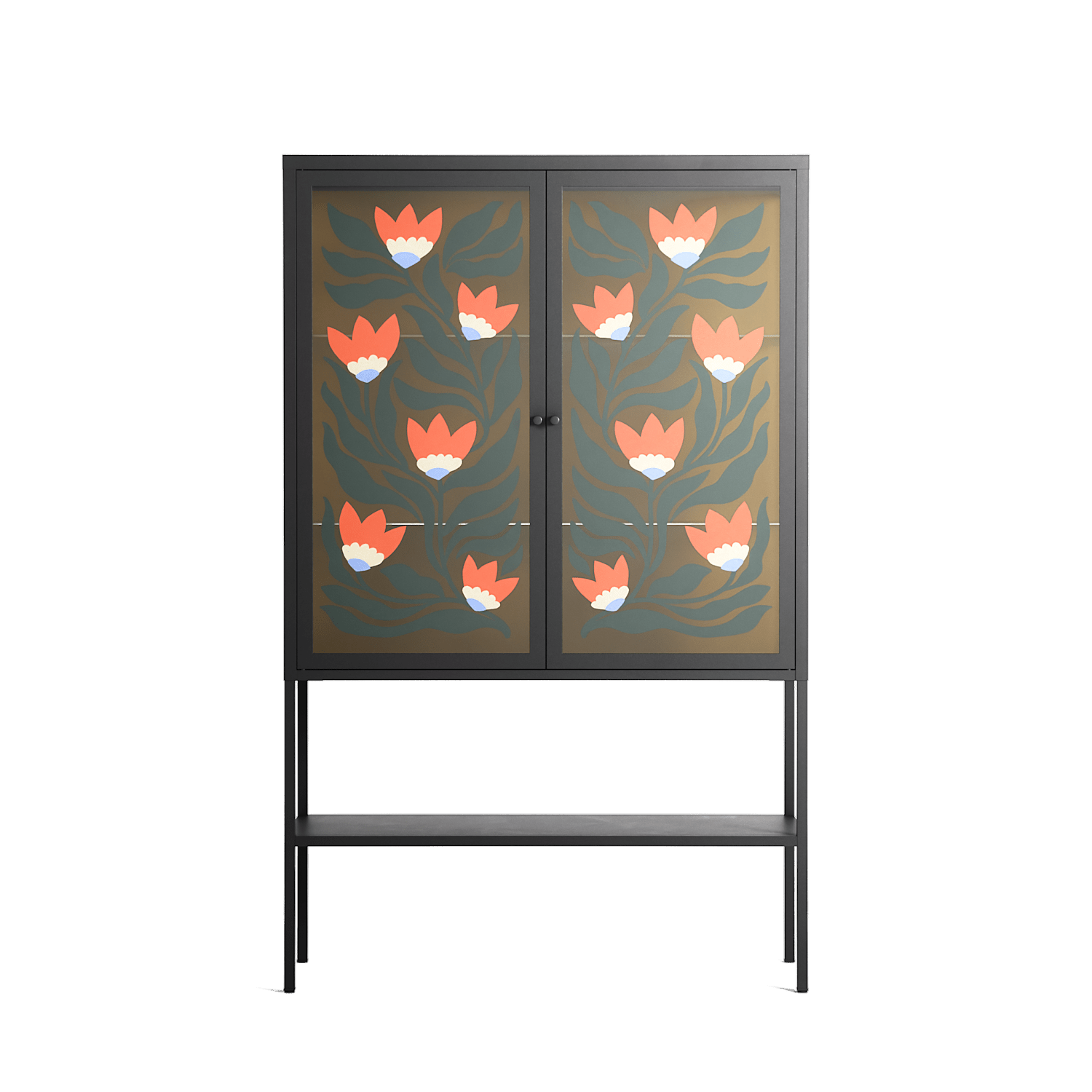 Blooming Folk Garden - Loft Cabinet - Sandra Hutter - Antracite - Overlay Glass