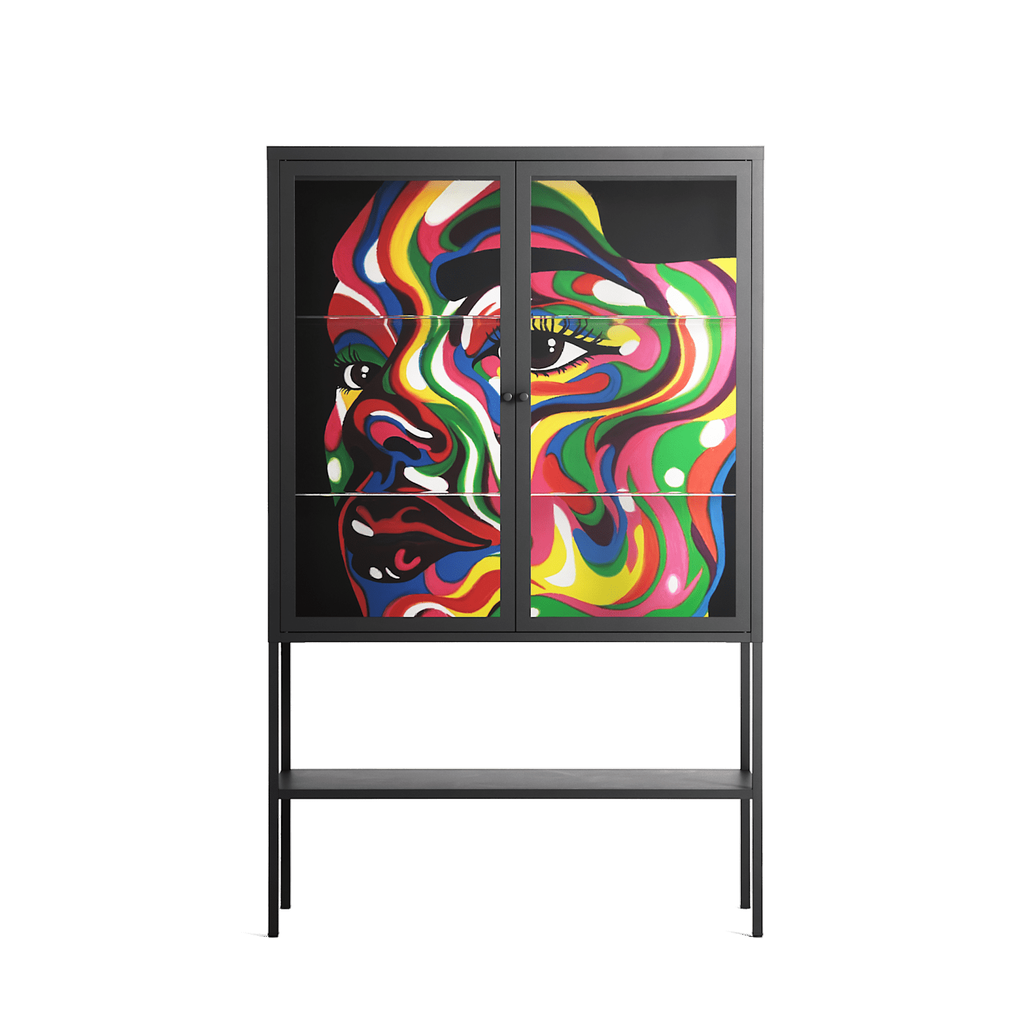 Orbiting Around Herself - Loft Cabinet - Mathilda Kienast - Antracite - Clear glass