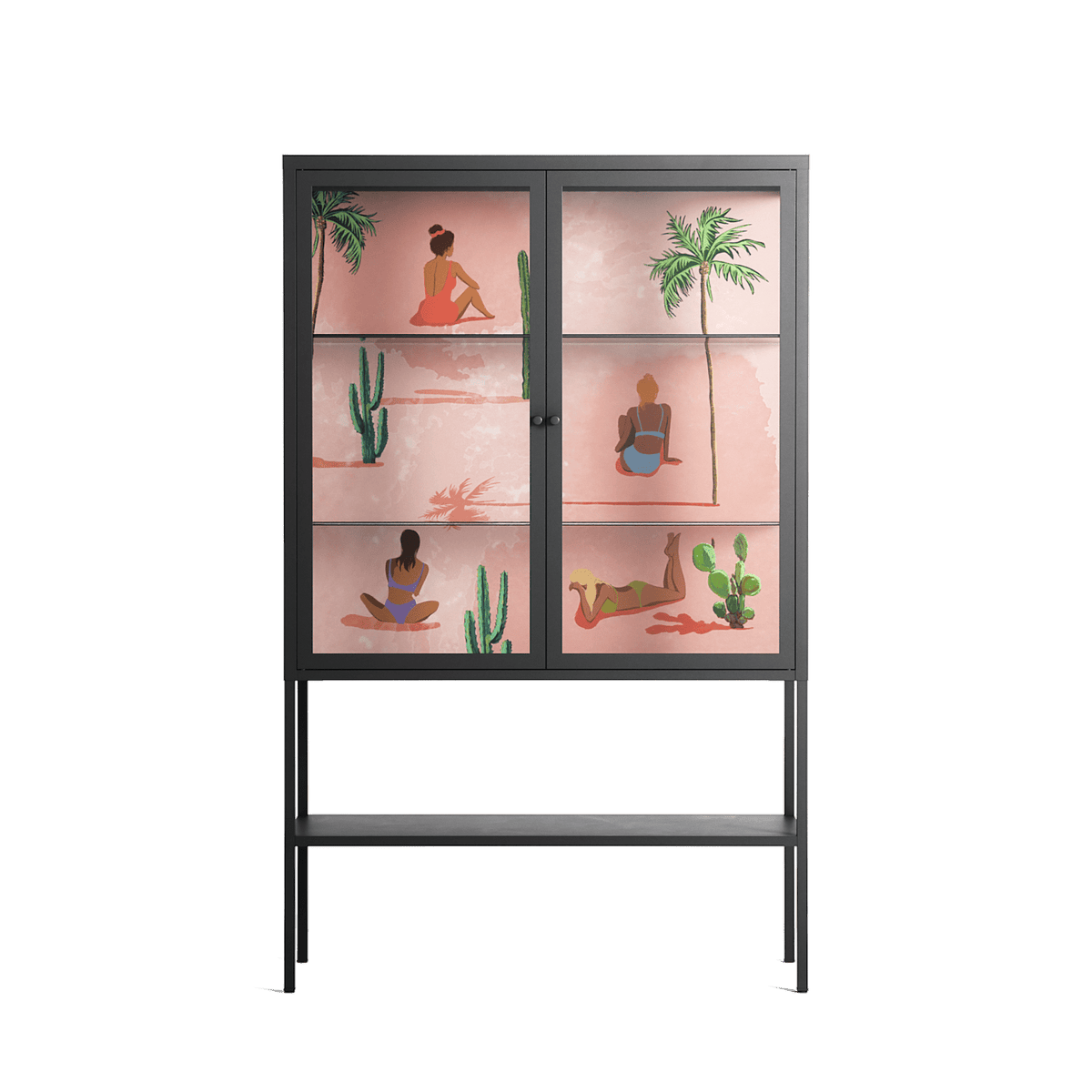 Woman at the Beach - Loft Cabinet - Raissa Oltmanns - Antracite - Clear glass