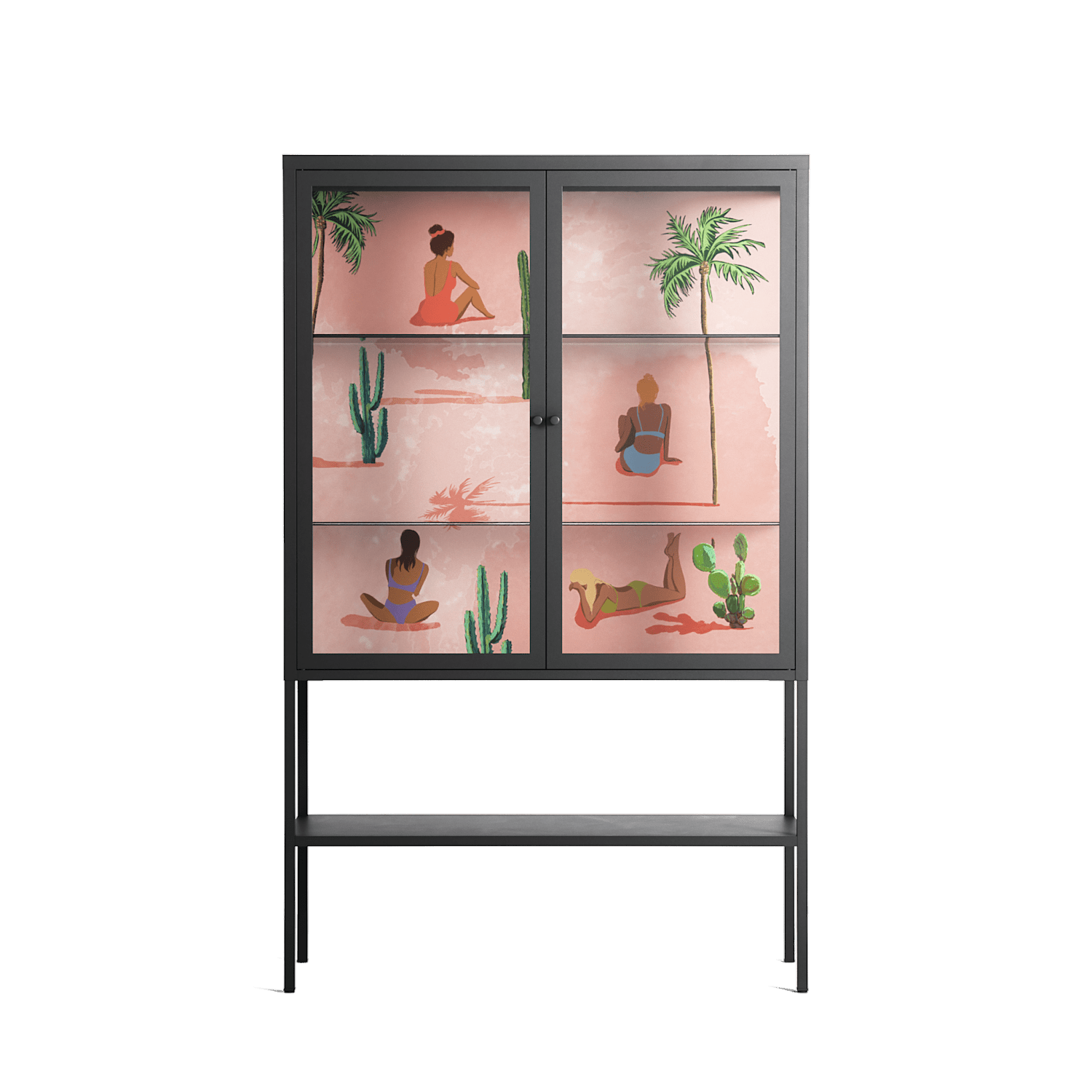 Woman at the Beach - Loft Cabinet - Raissa Oltmanns - Antracite - Clear glass