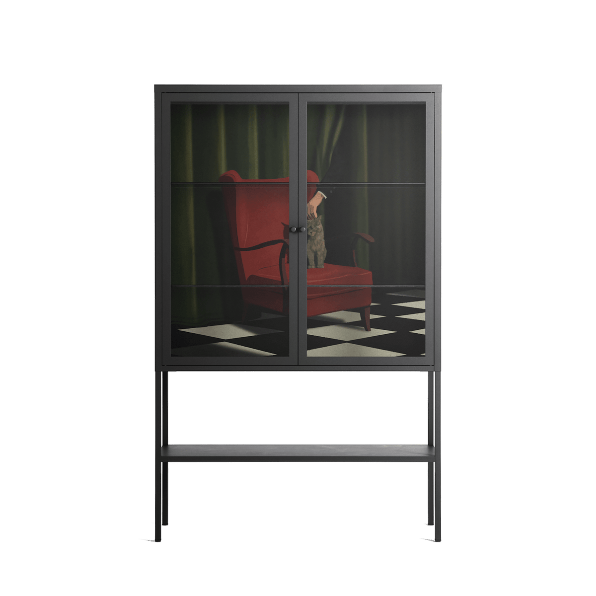 The Man Behind The Curtain - Loft Cabinet - Kristin Eriksson - Antracite - Clear glass