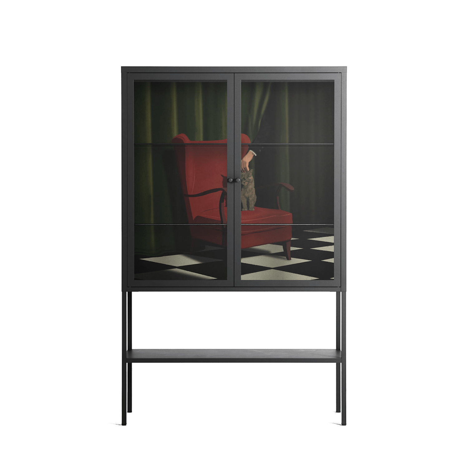 The Man Behind The Curtain - Loft Cabinet - Kristin Eriksson - Antracite - Clear glass