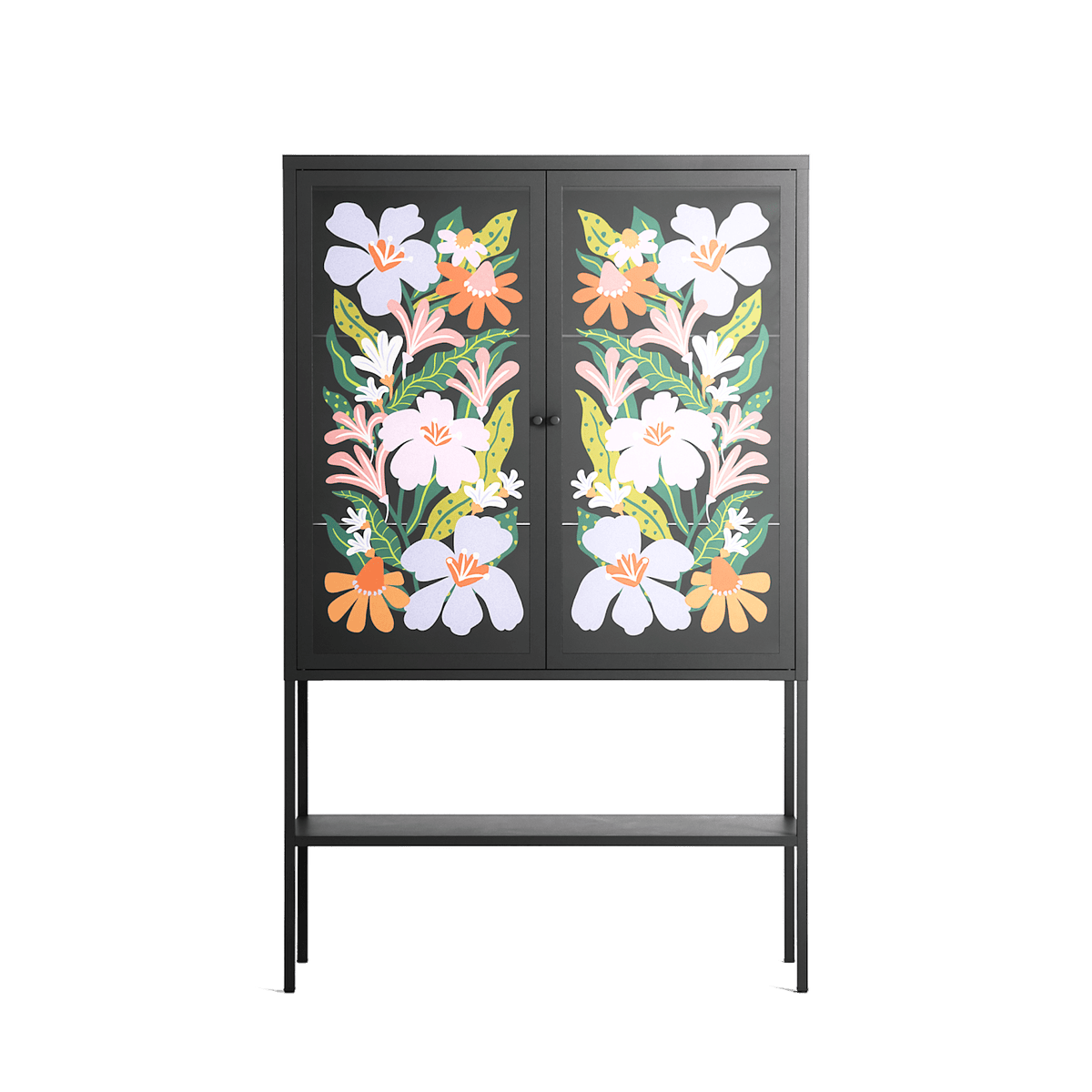 Floral Delight - Loft Cabinet - Sandra Hutter - Antracite - Overlay Glass