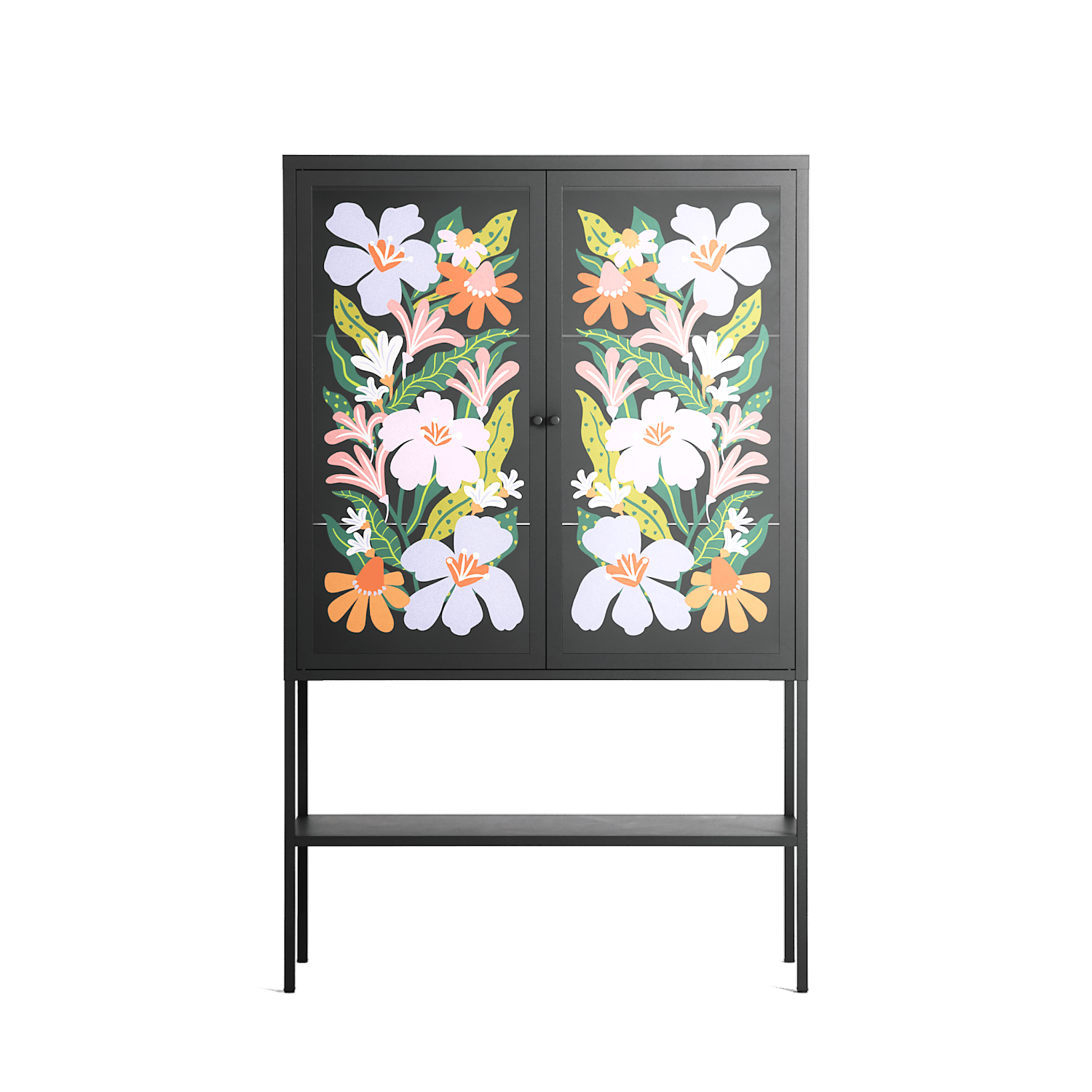 Floral Delight - Loft Cabinet - Sandra Hutter - Antracite - Overlay Glass