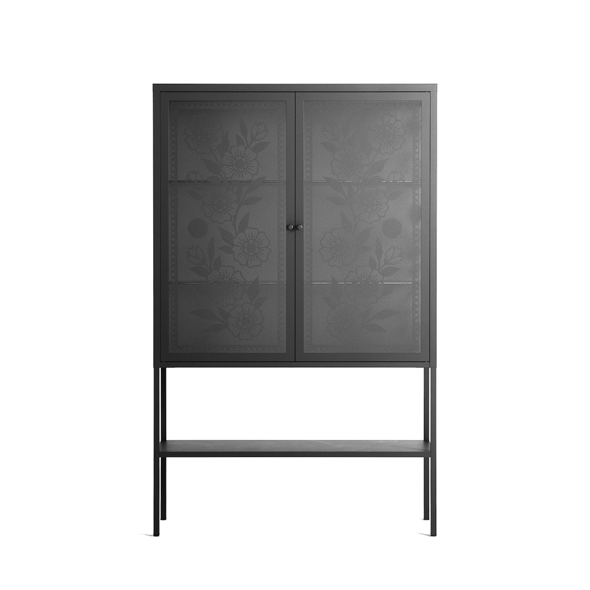 Barbed Bloom - Loft Cabinet - Daphna Sebbane - Antracite - Overlay Glass