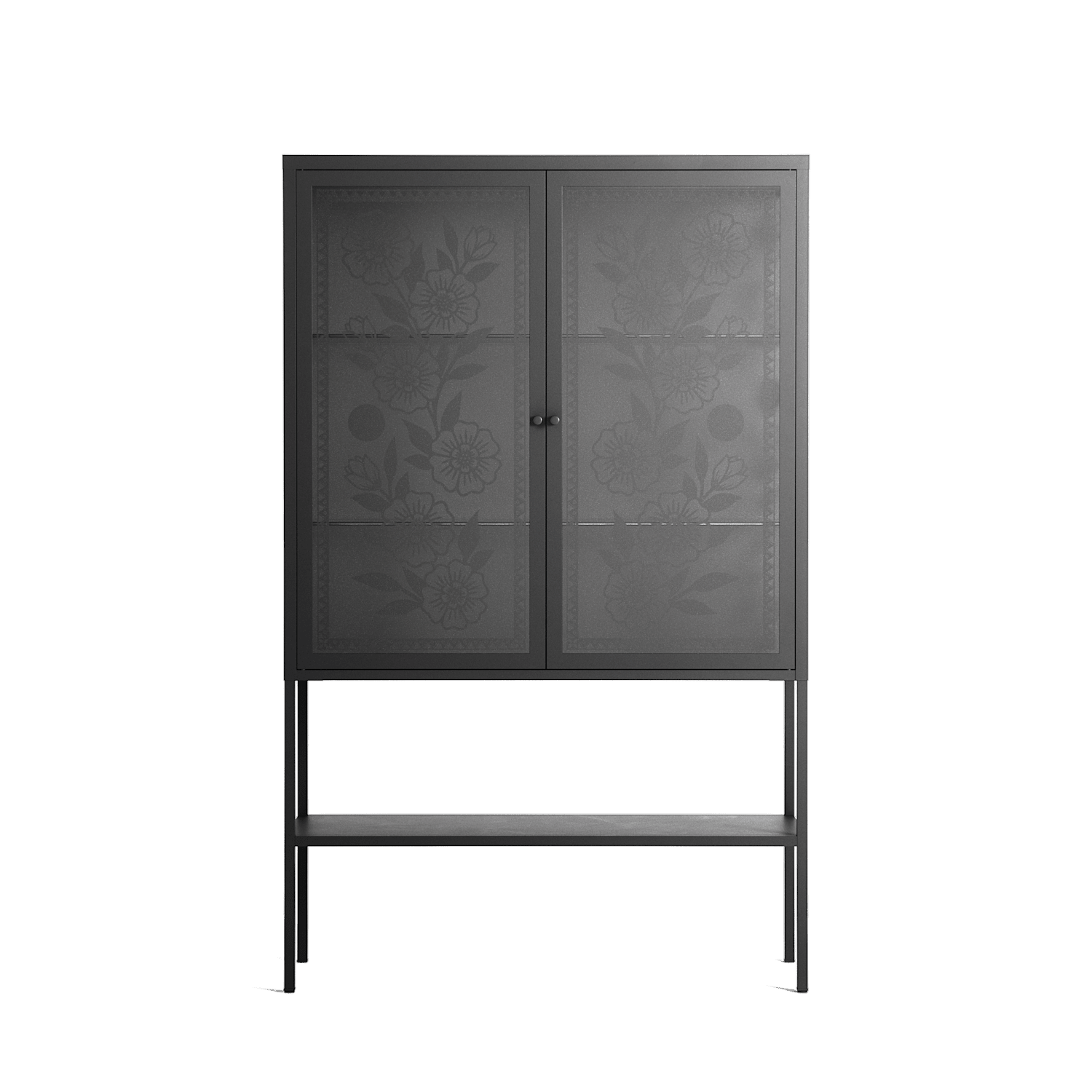 Barbed Bloom - Loft Cabinet - Daphna Sebbane - Antracite - Overlay Glass