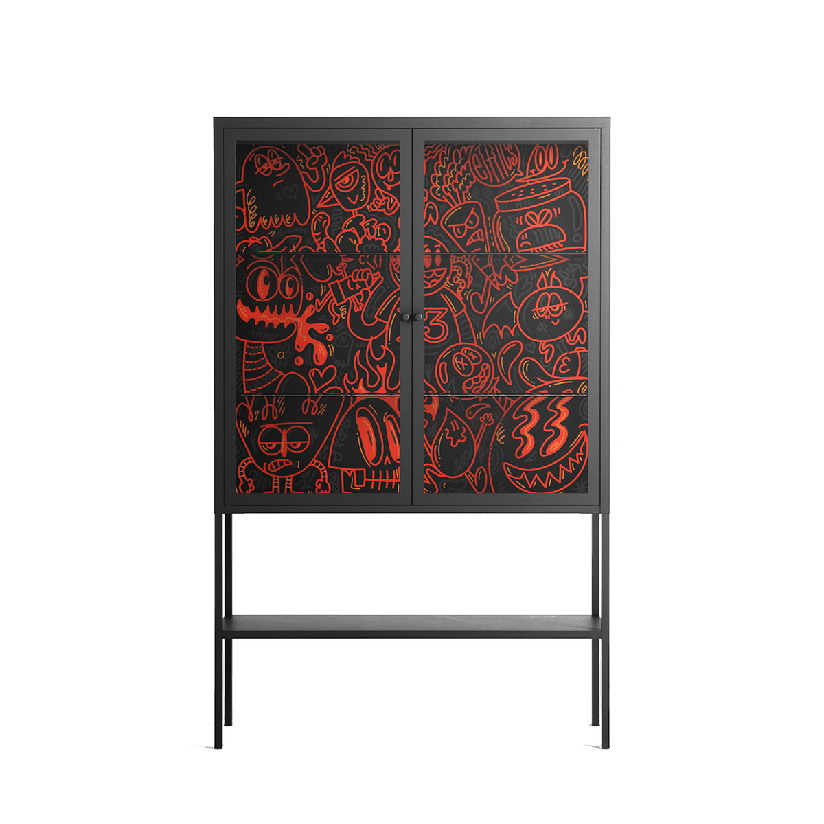 Wottosque Red - Loft Cabinet - Craig Watkins - Antracite - Clear glass