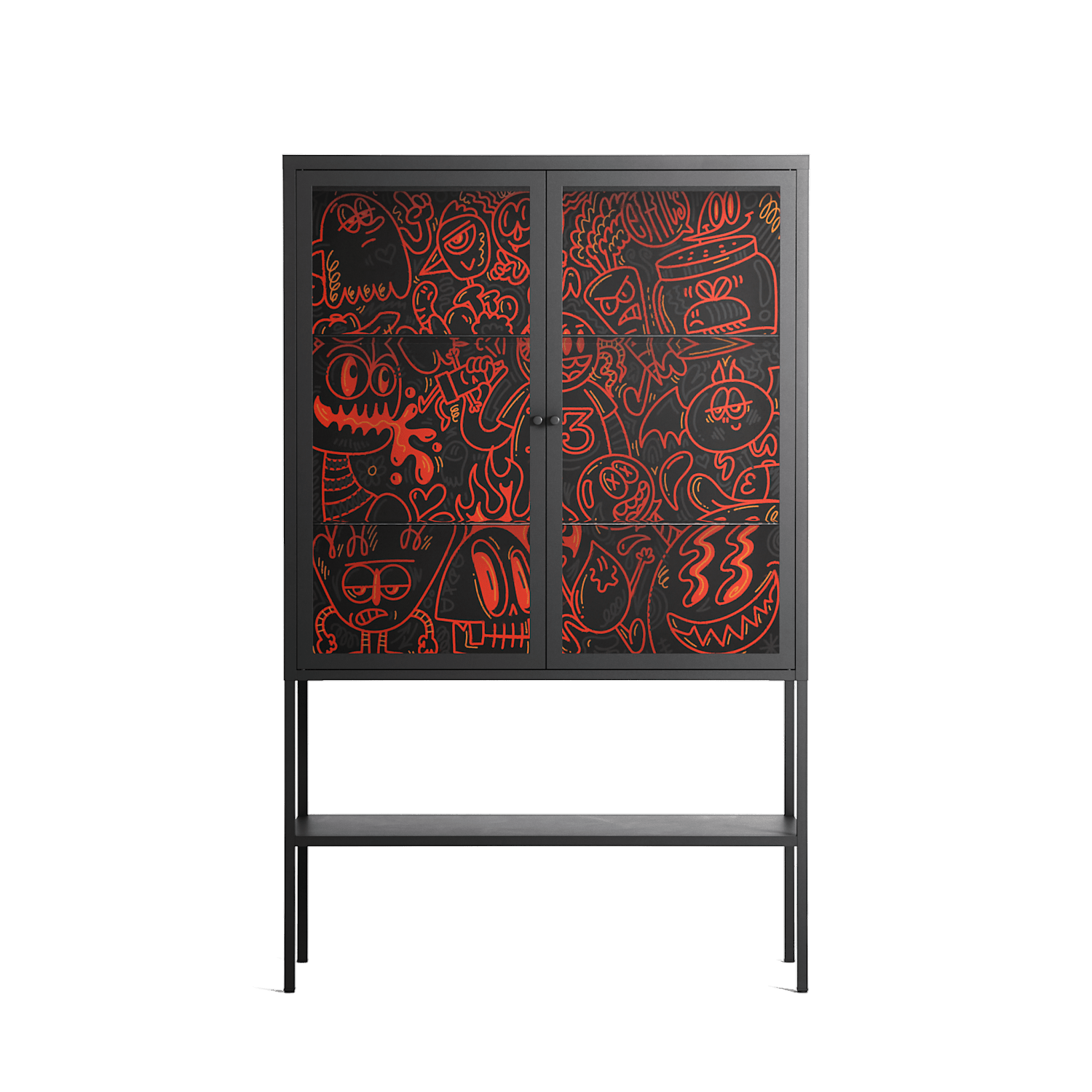 Wottosque Red - Loft Cabinet - Craig Watkins - Antracite - Clear glass