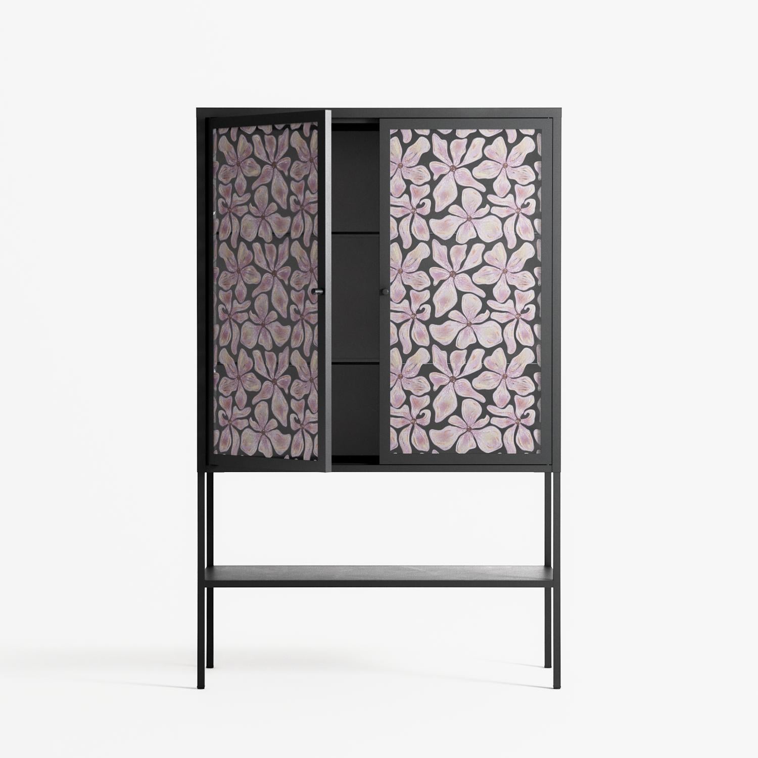 Floating Blossom Pattern - Loft Cabinet - Raissa Oltmanns - Antracite - Overlay Glass